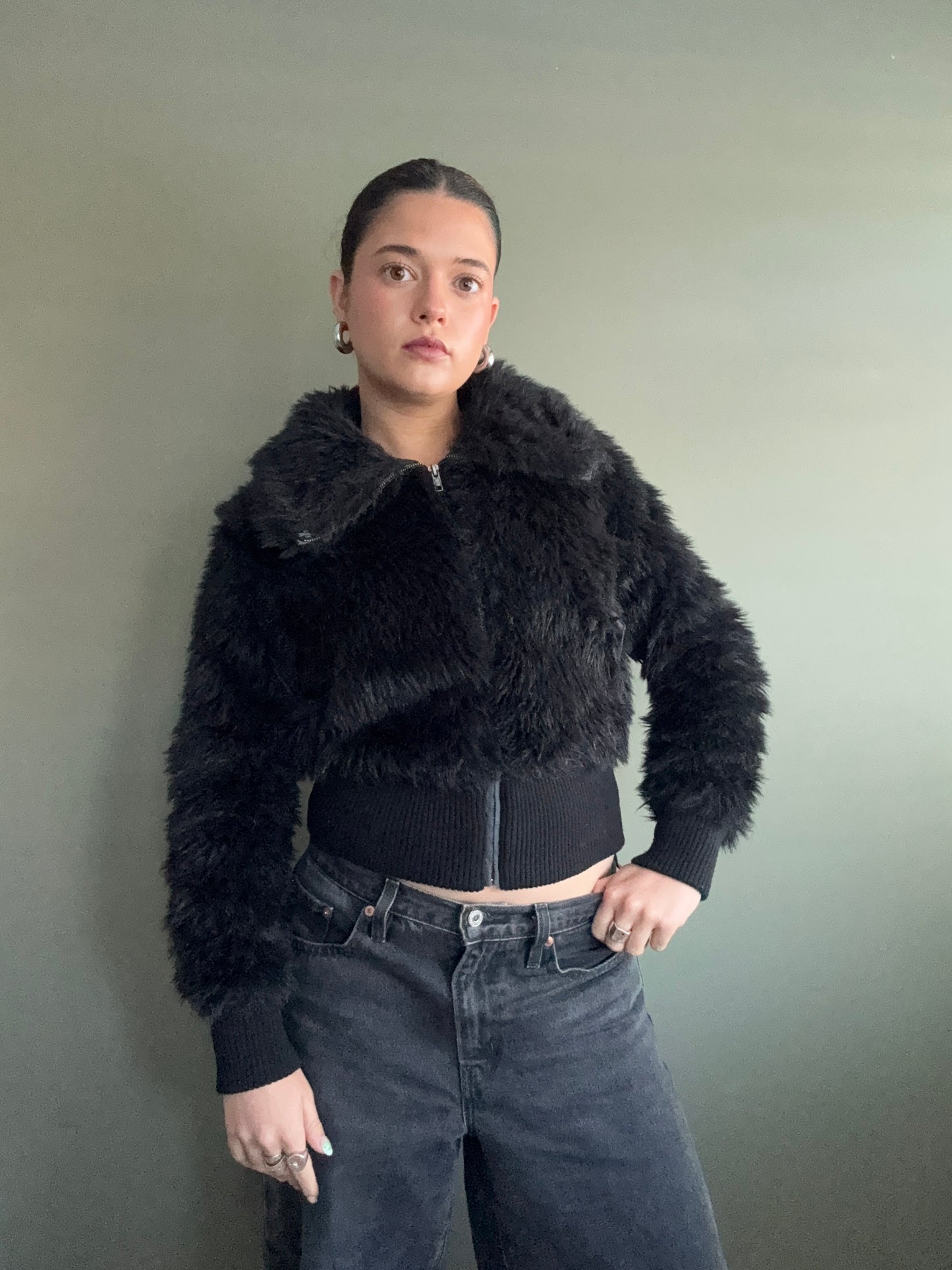 Faux Fur Bomber Jacket (S)