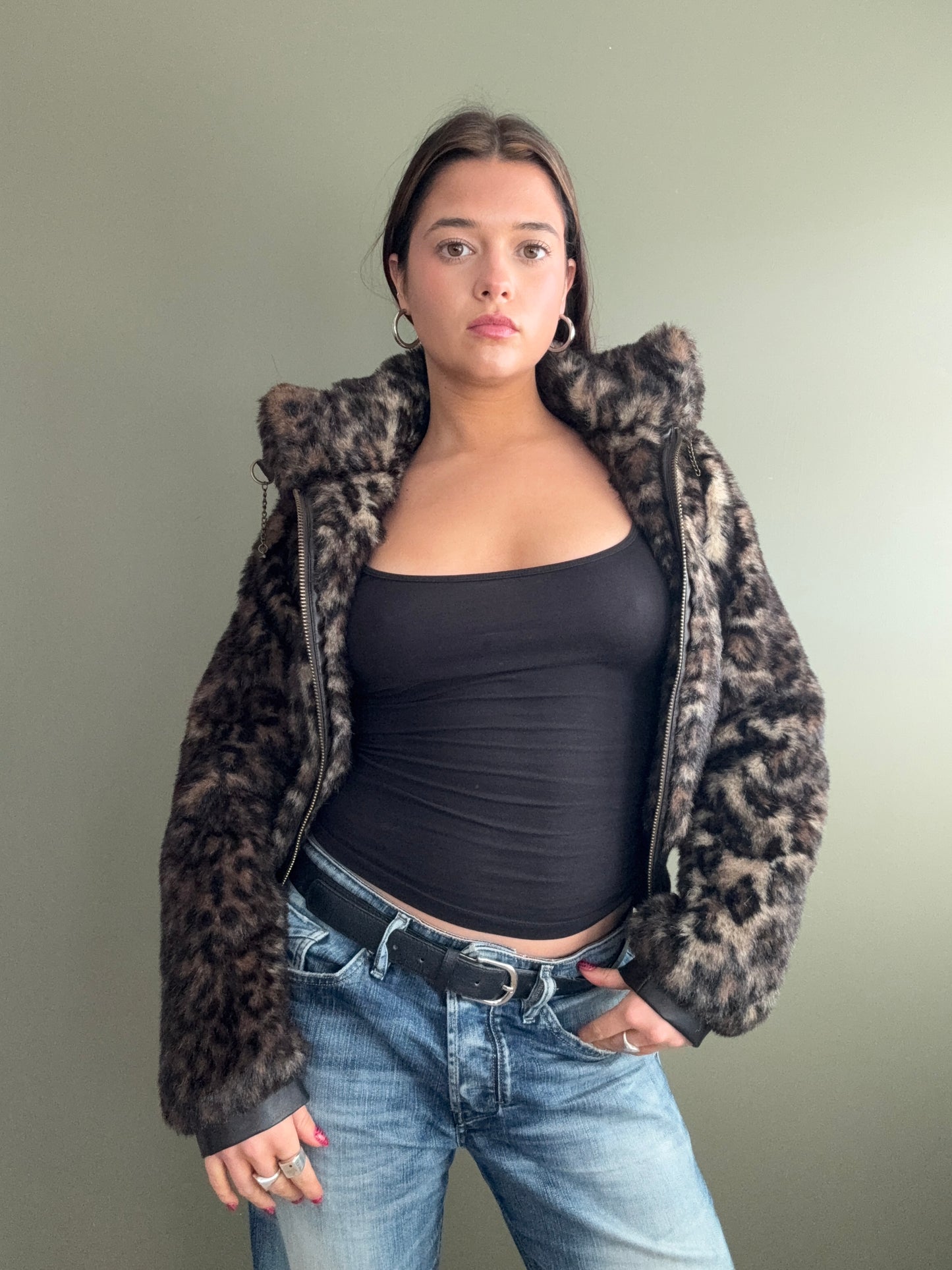 Leopard Faux Fur Jacket (S)