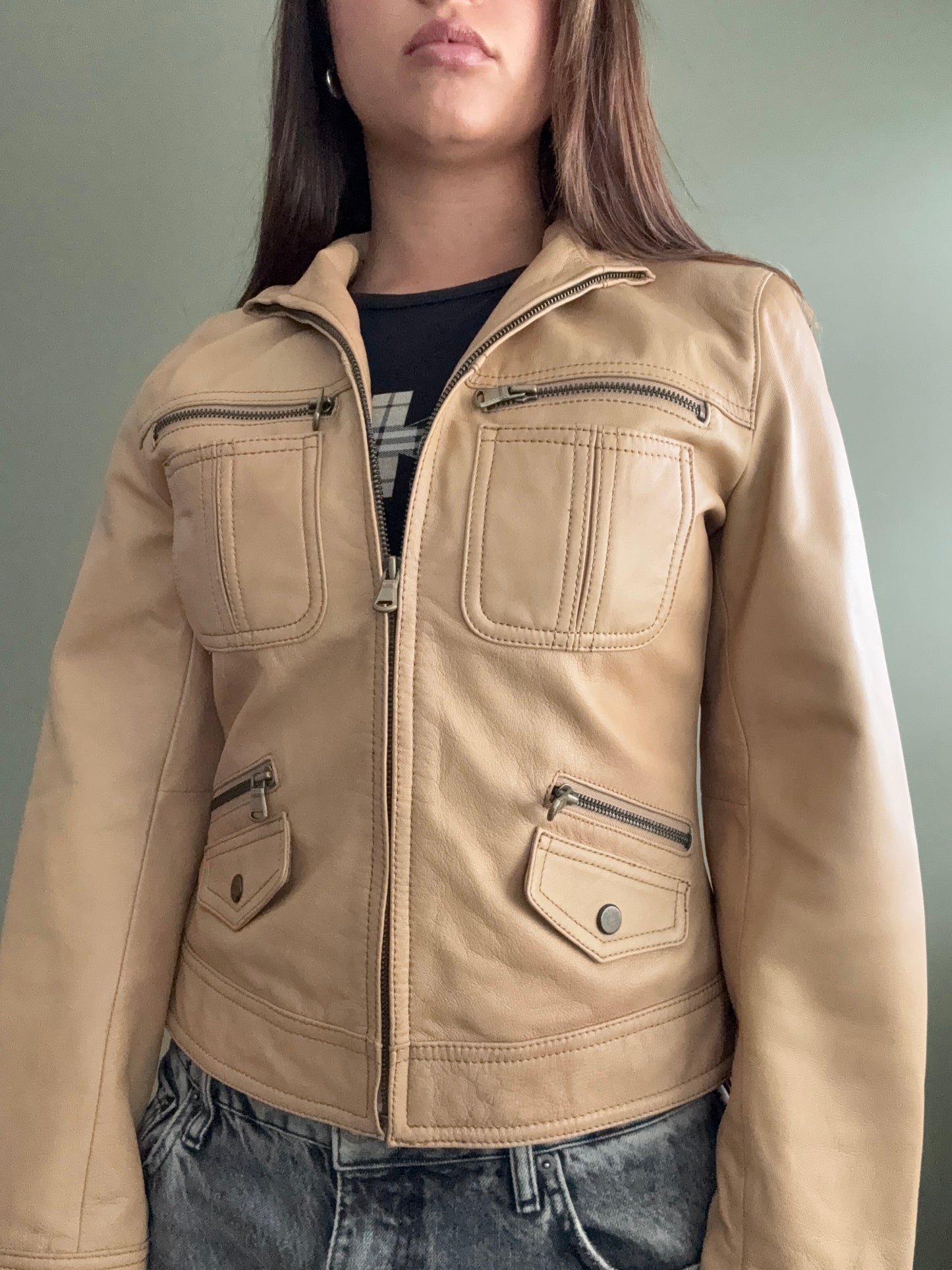 Leather Cargo Jacket (XS)