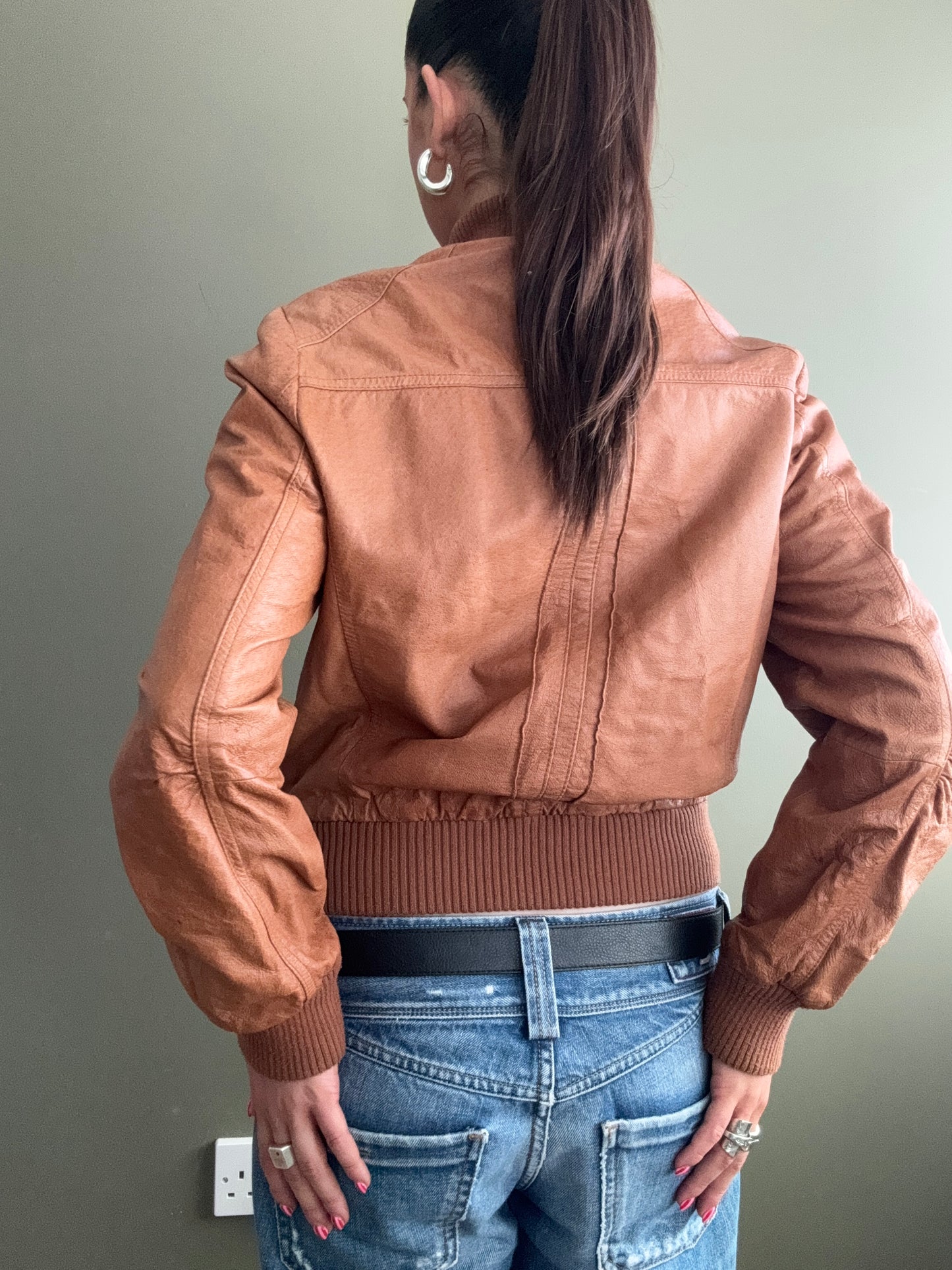 Tan Leather Jacket (UK14)
