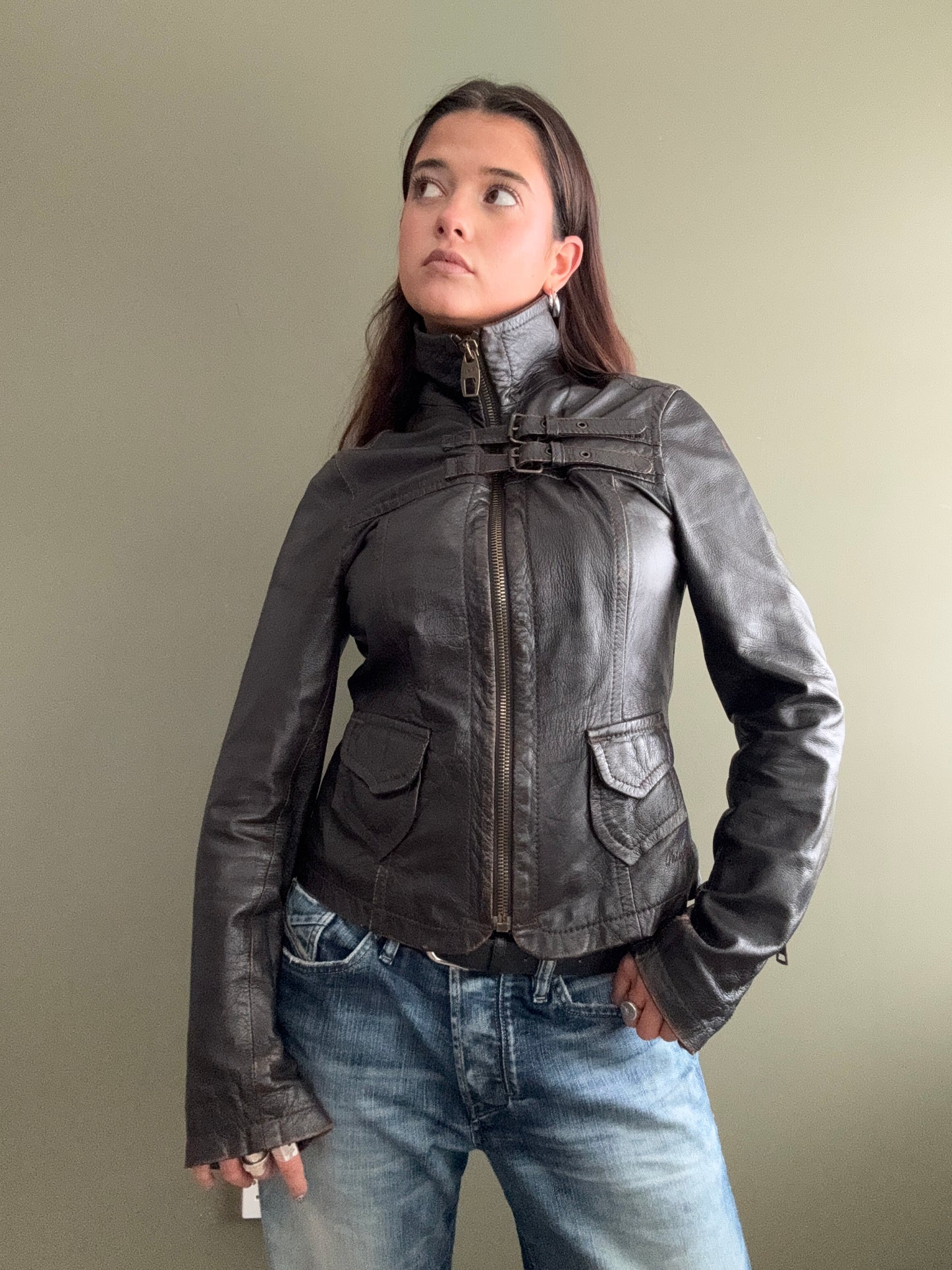 Miss Sixty Fitted Leather Jacket (M)
