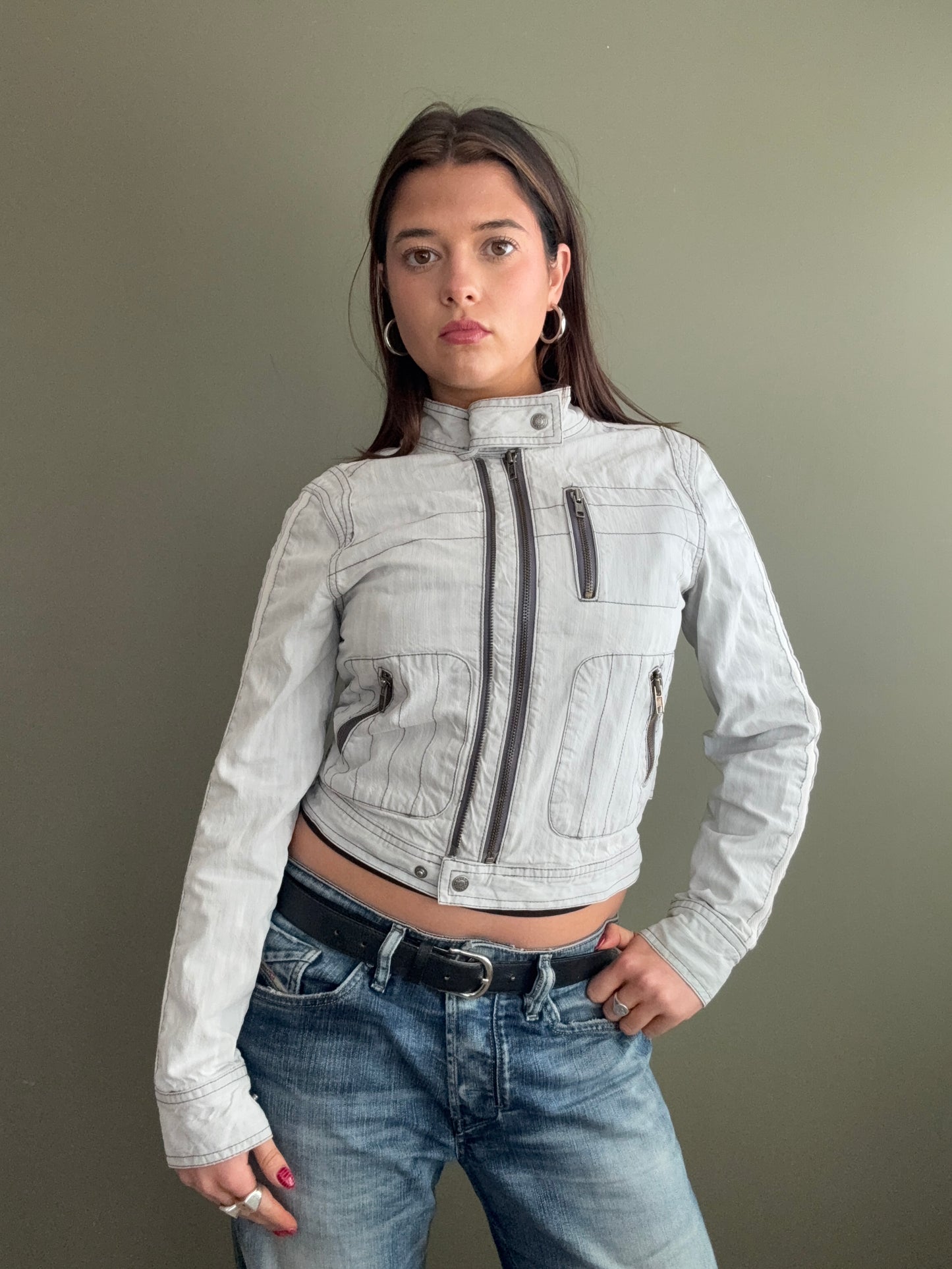 Grey Biker Jacket (UK10)