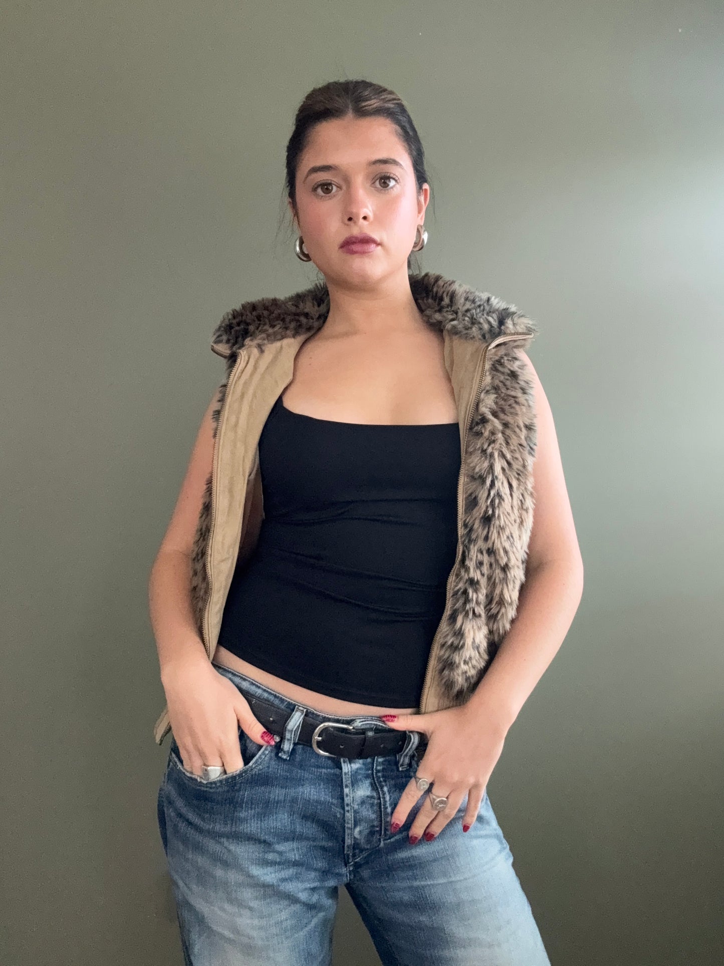 Faux Fur Leopard Gilet (UK12)