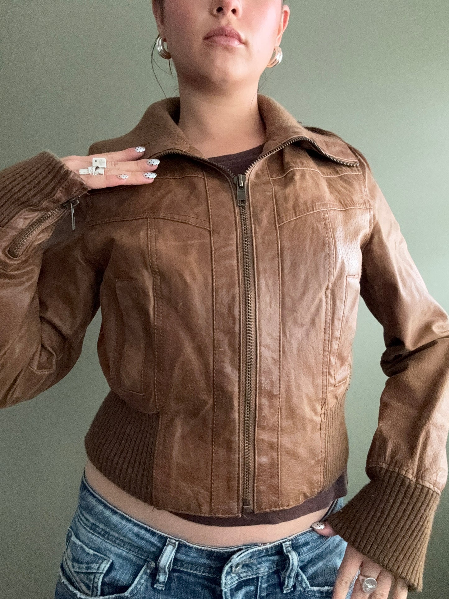 Leather Fitted Jacket (UK12)