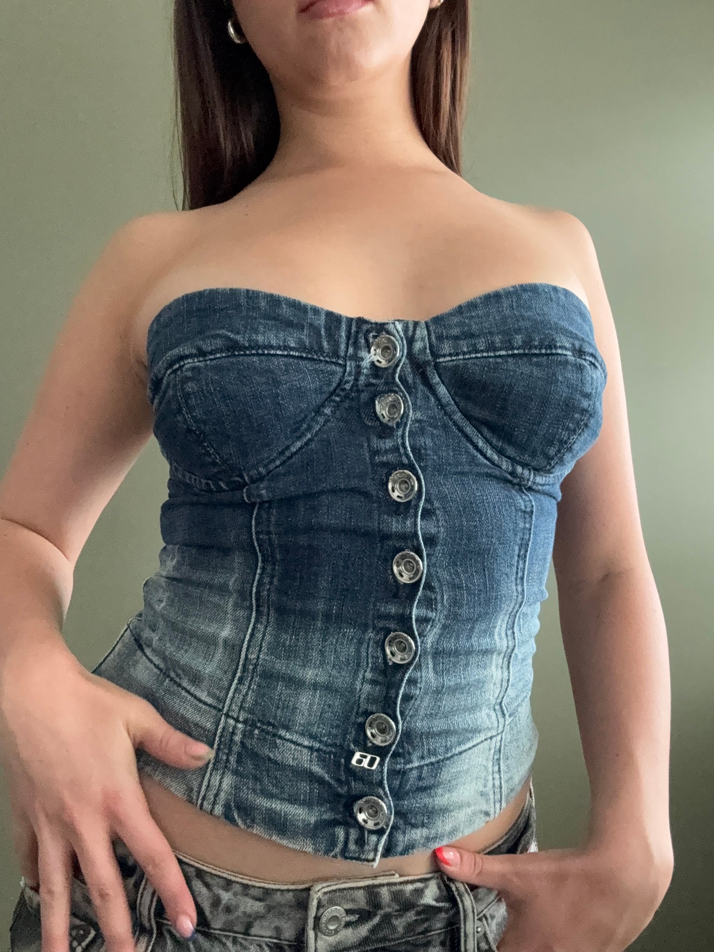 Miss Sixty Denim Corset Top (XS)