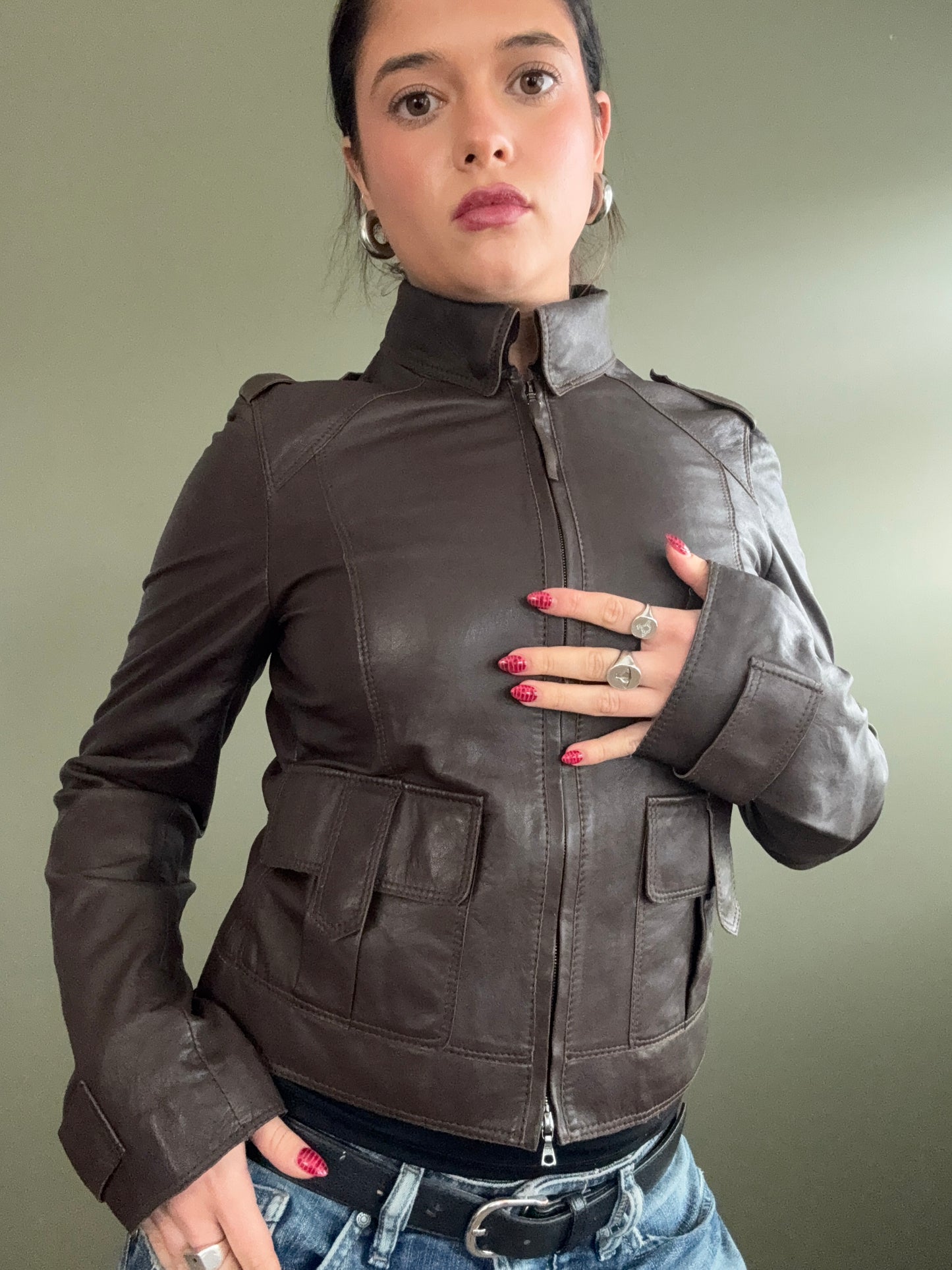 Hugo Boss Leather Jacket (UK8)