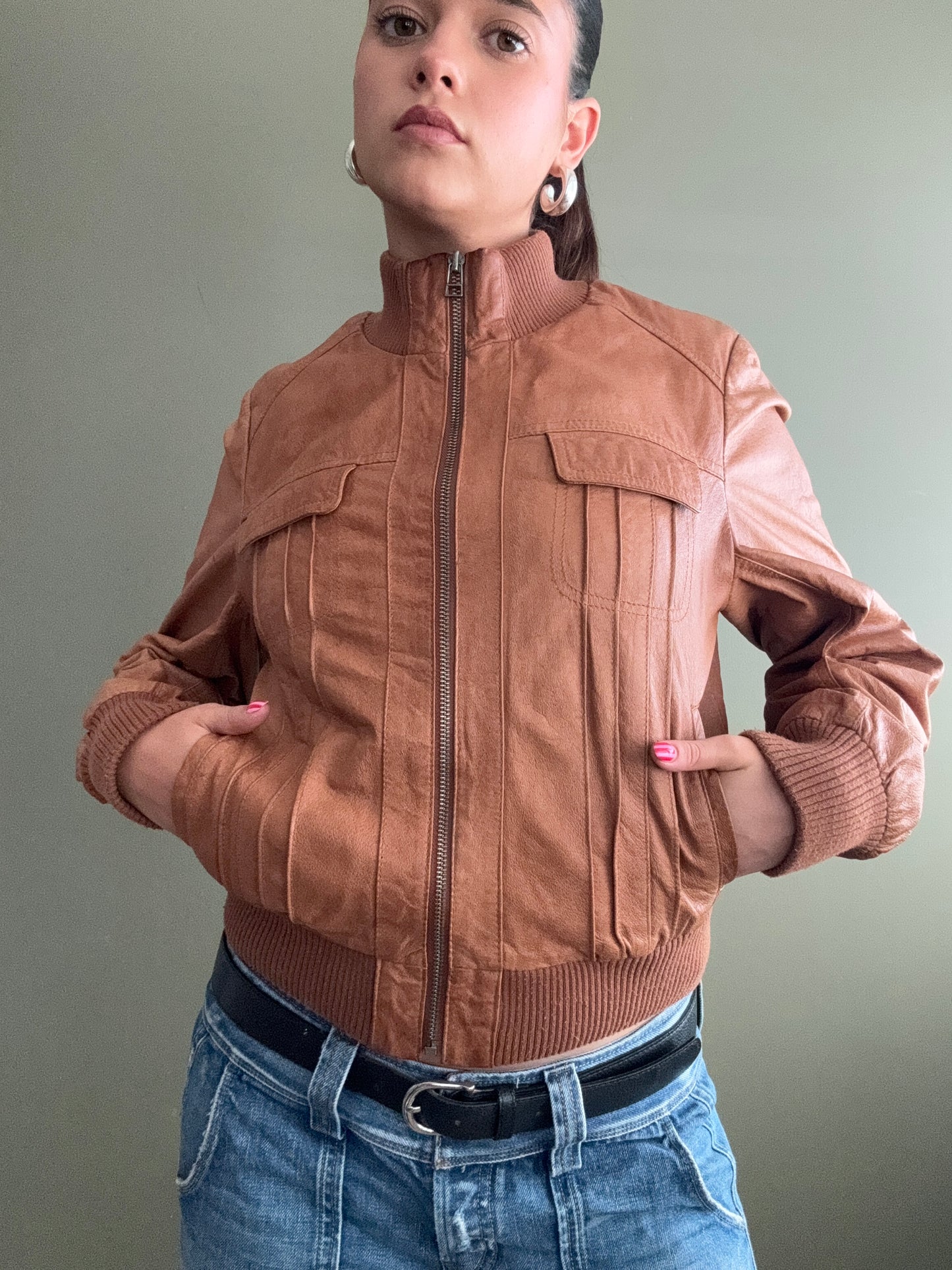 Tan Leather Jacket (UK14)