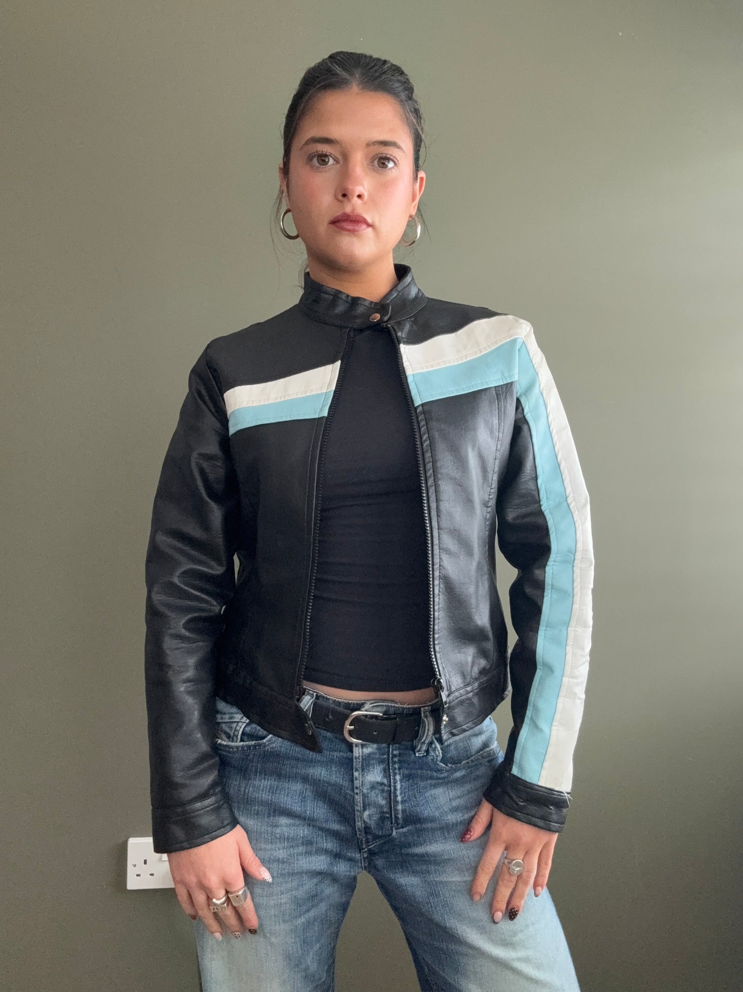 Faux Leather Racer Jacket (UK10)