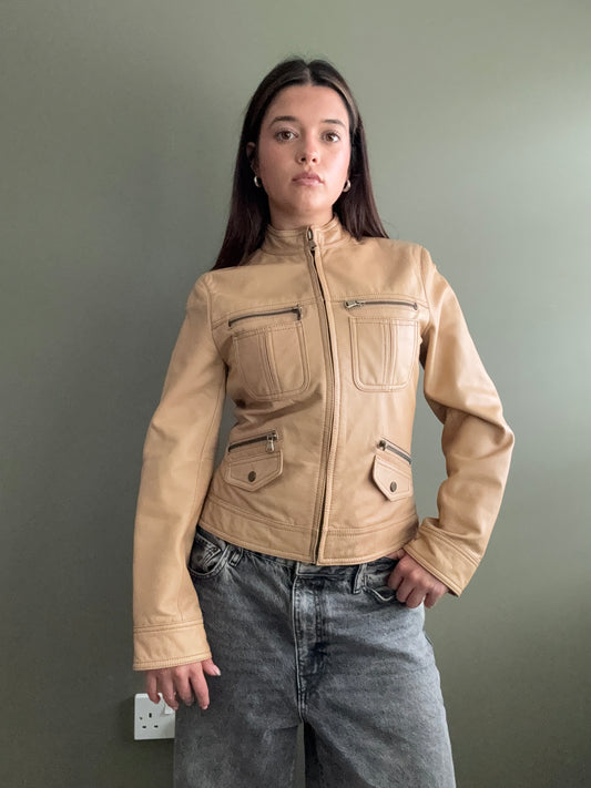 Leather Cargo Jacket (XS)