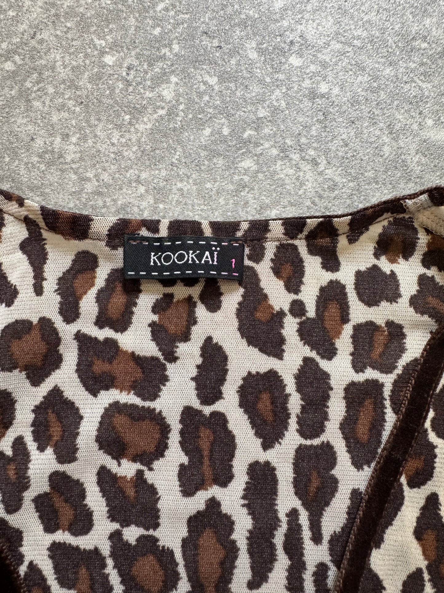 Kookai Leopard Mesh Top (S)