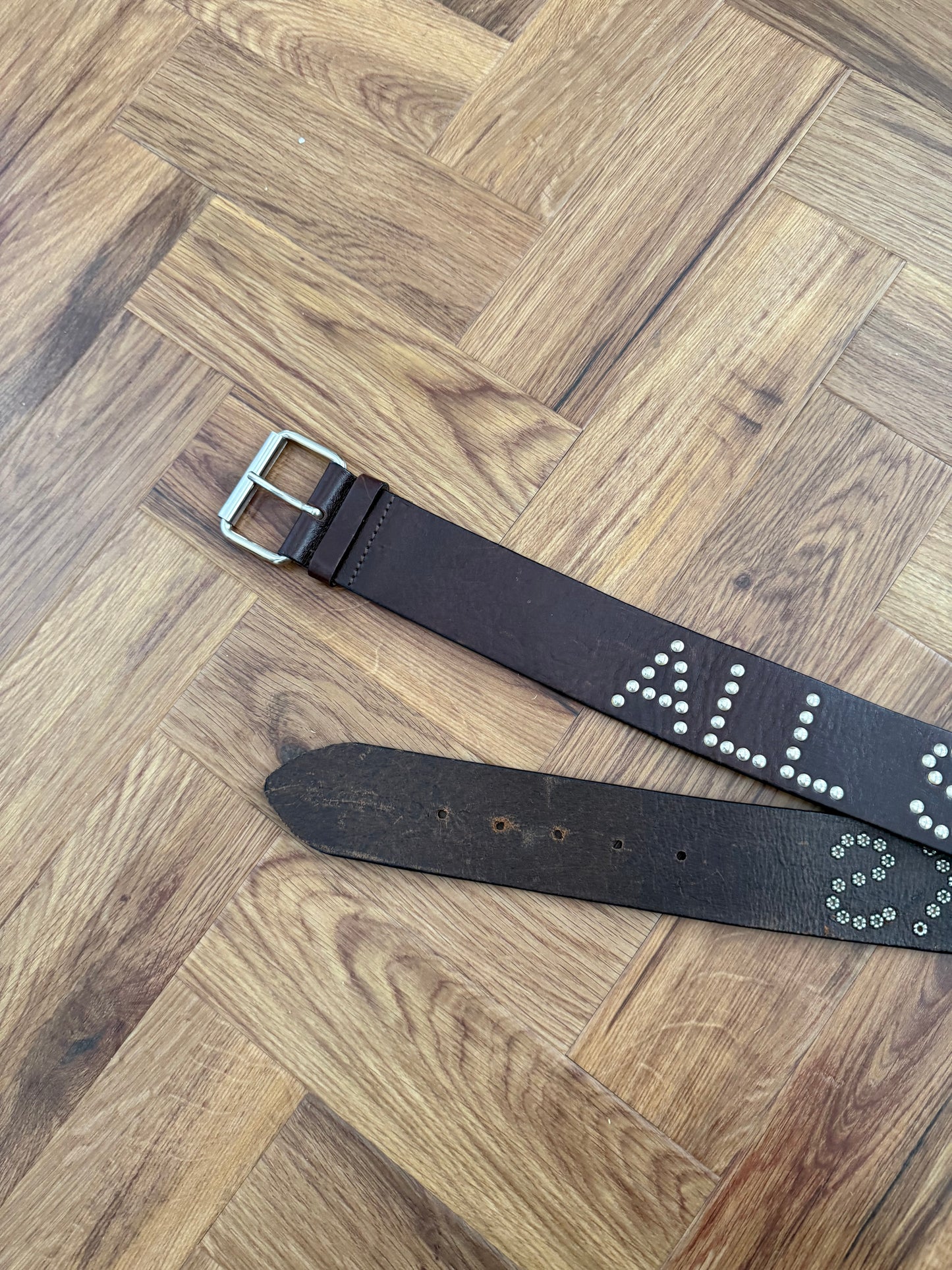 Allsaints Rocks Leather Studded Belt (S)