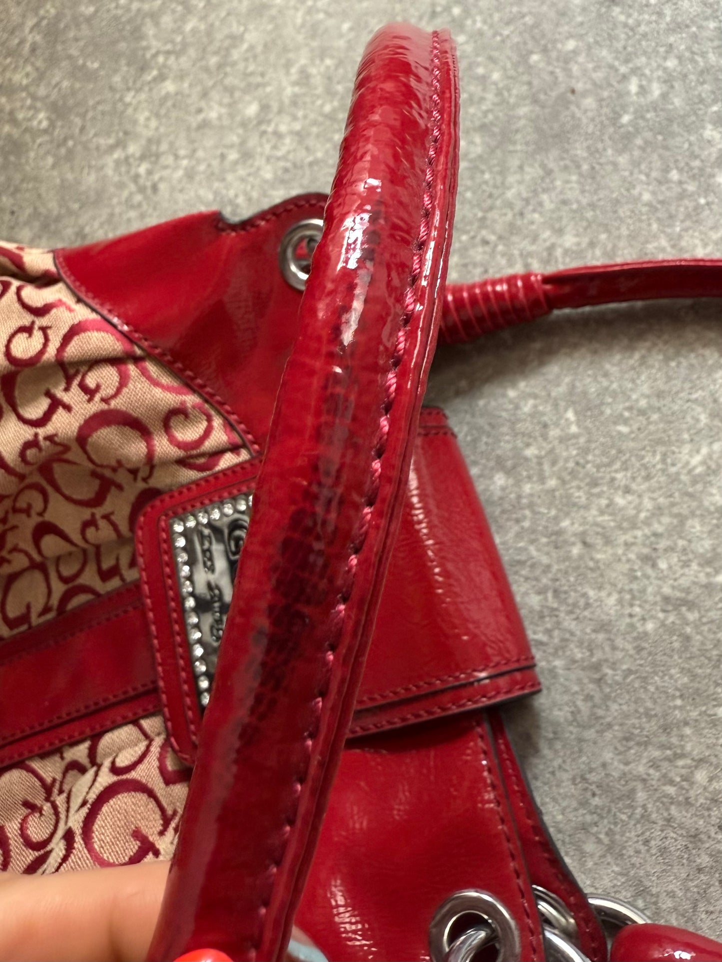Red Guess Monogram Handbag