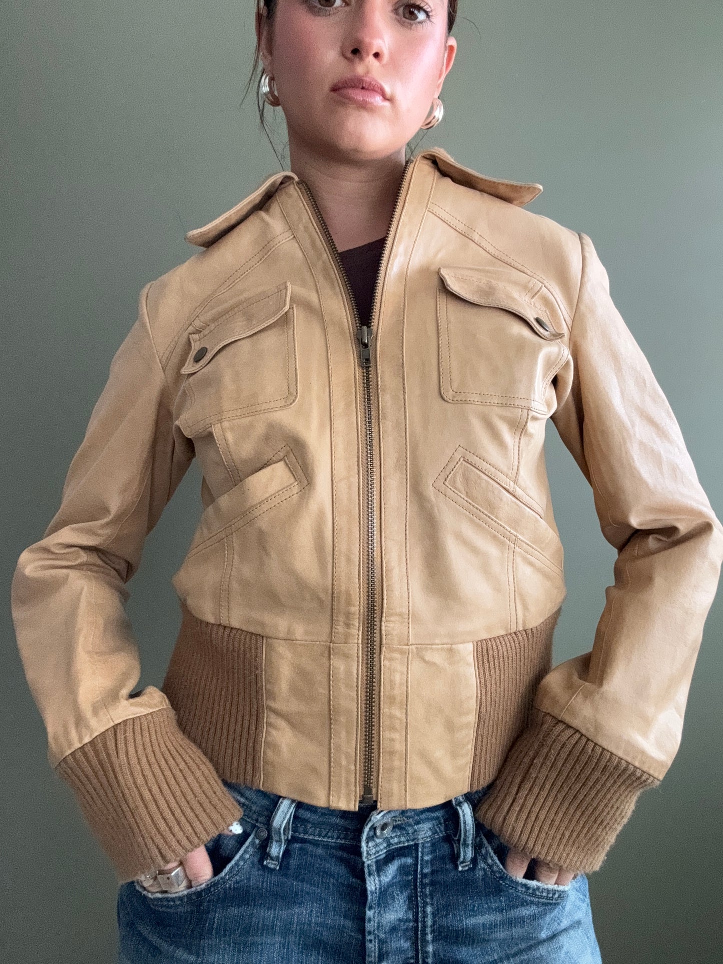 Tan Leather Jacket (M)