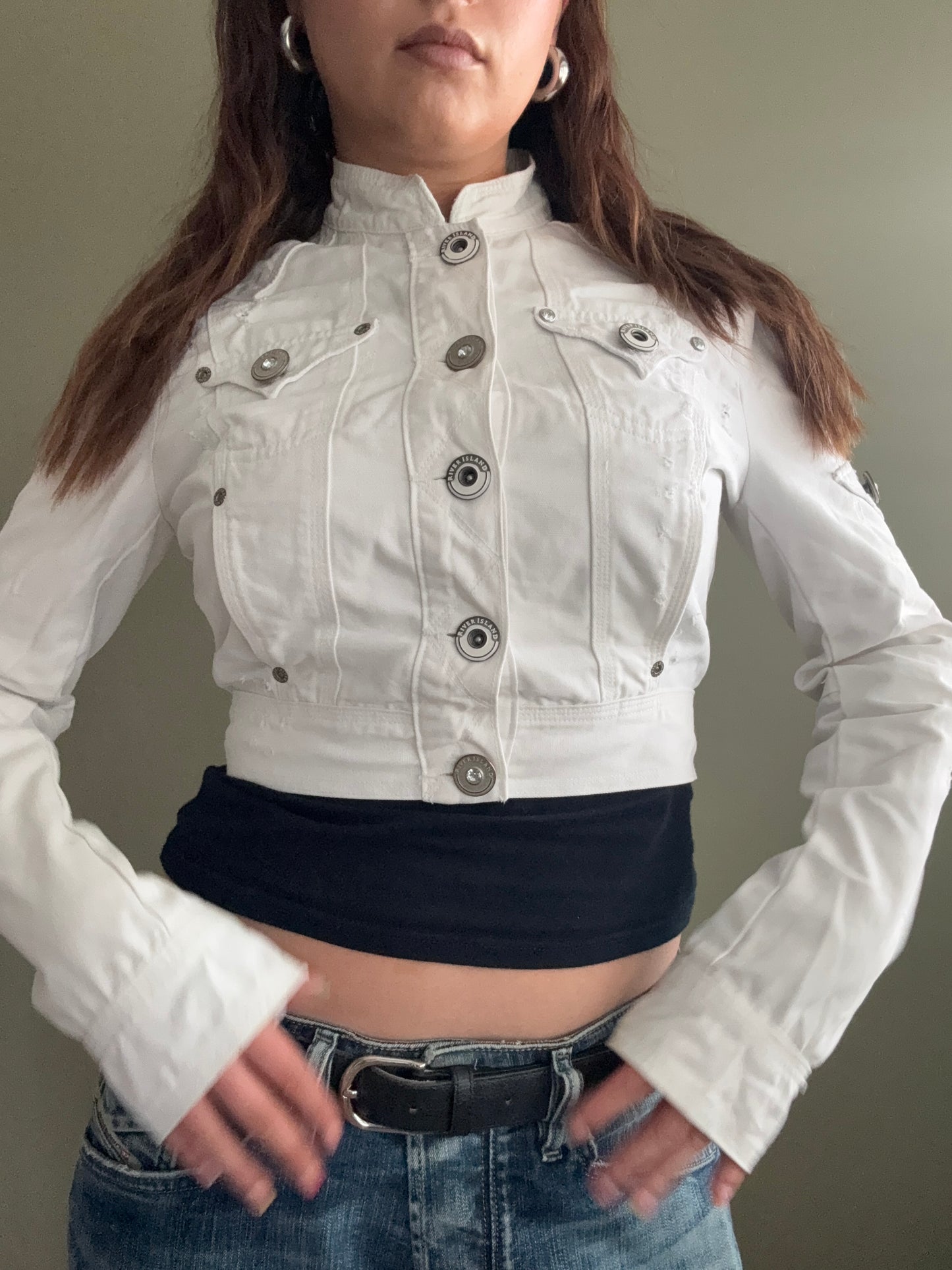 Y2K Cropped Denim Jacket (UK12)
