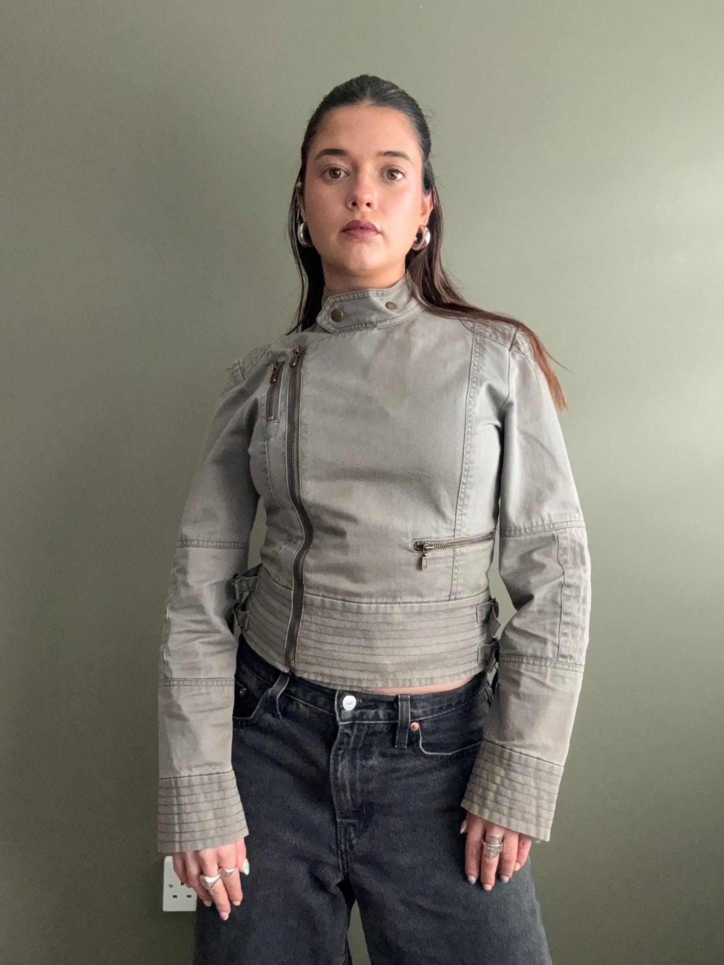 Khaki Biker Jacket (UK10)