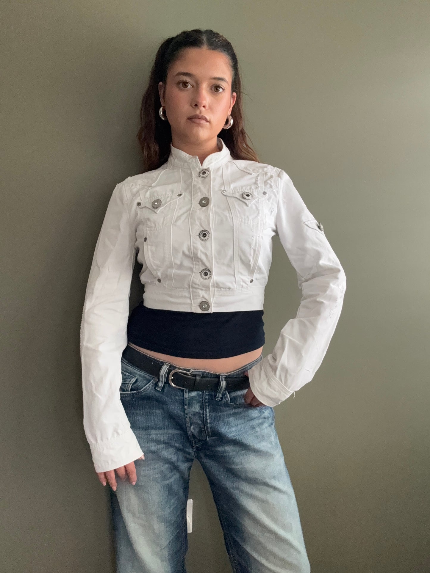 Y2K Cropped Denim Jacket (UK12)