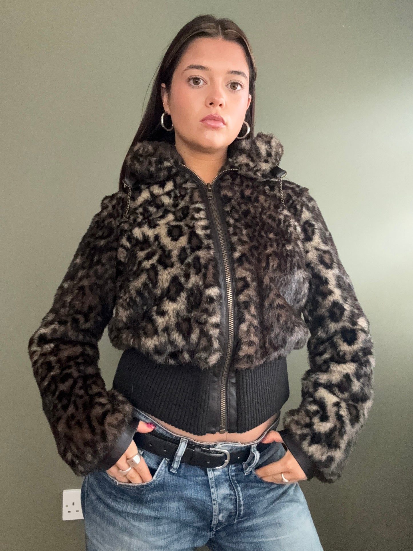 Faux Fur Leopard Jacket (M)