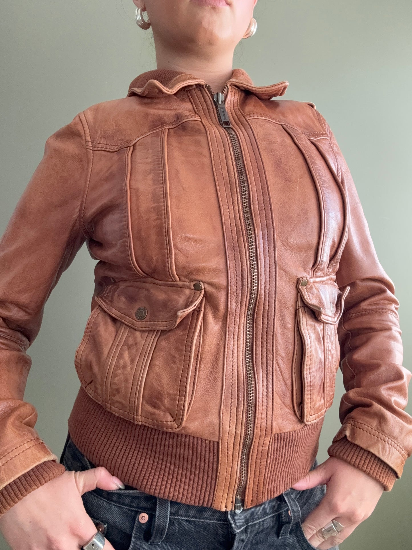 Leather Bomber Jacket (UK10)