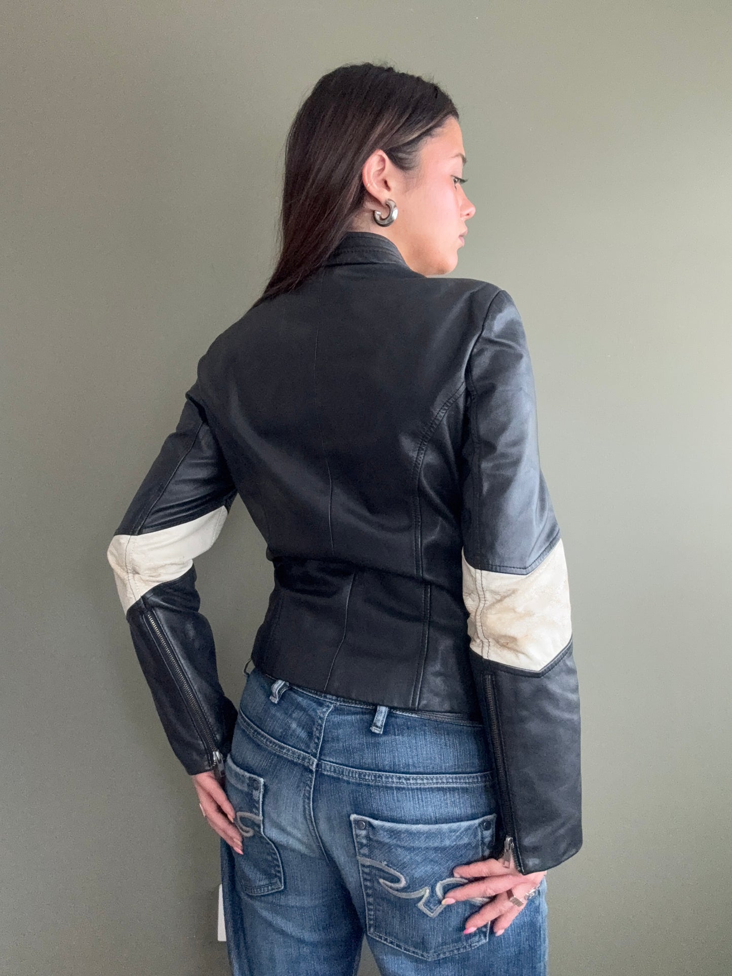 Leather Biker Jacket (M)