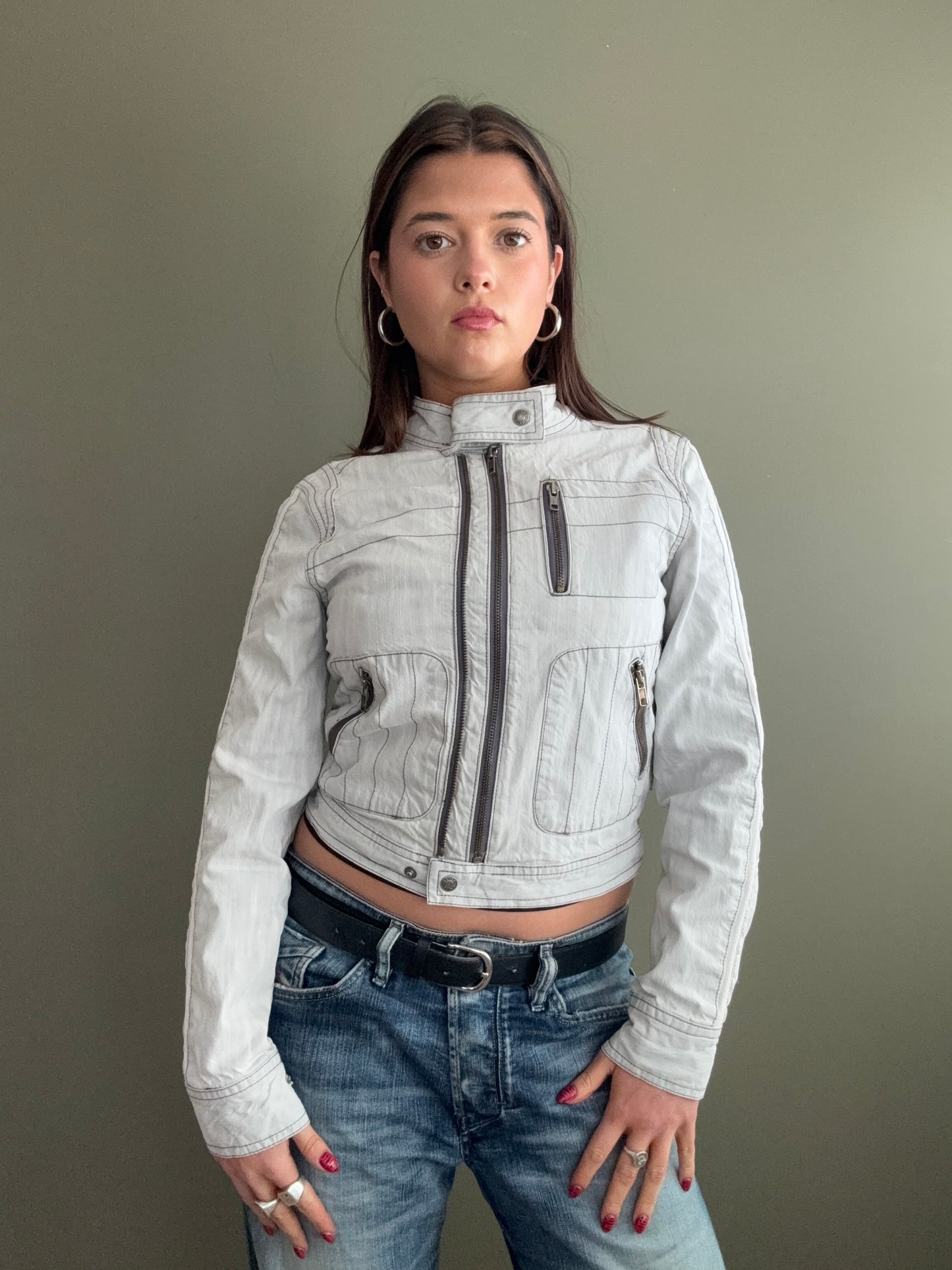 Grey Biker Jacket (UK10)