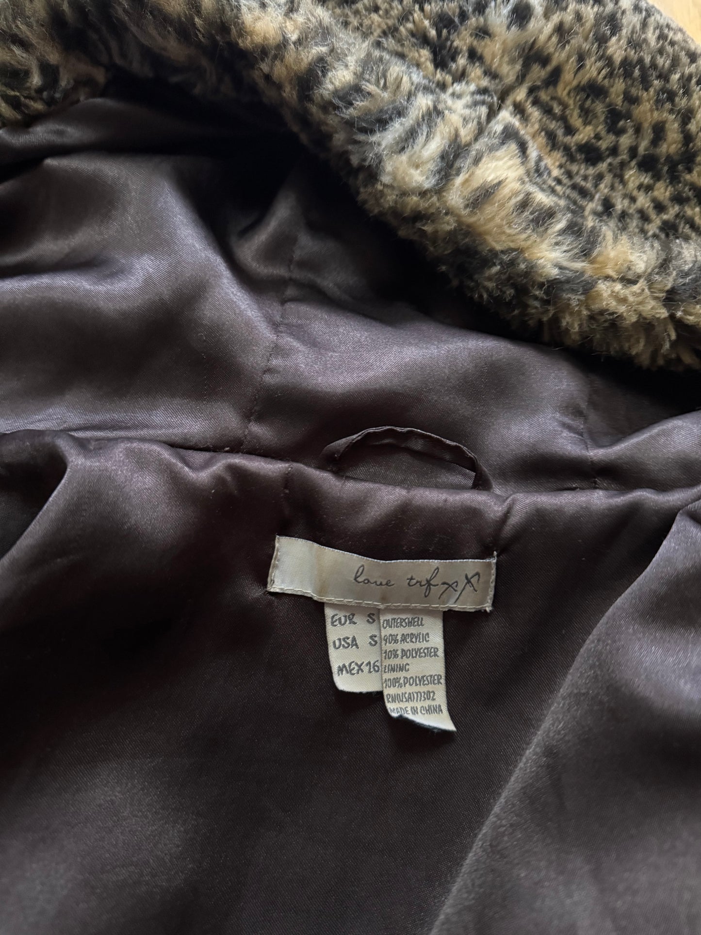 Leopard Faux Fur Bomber Jacket (S)