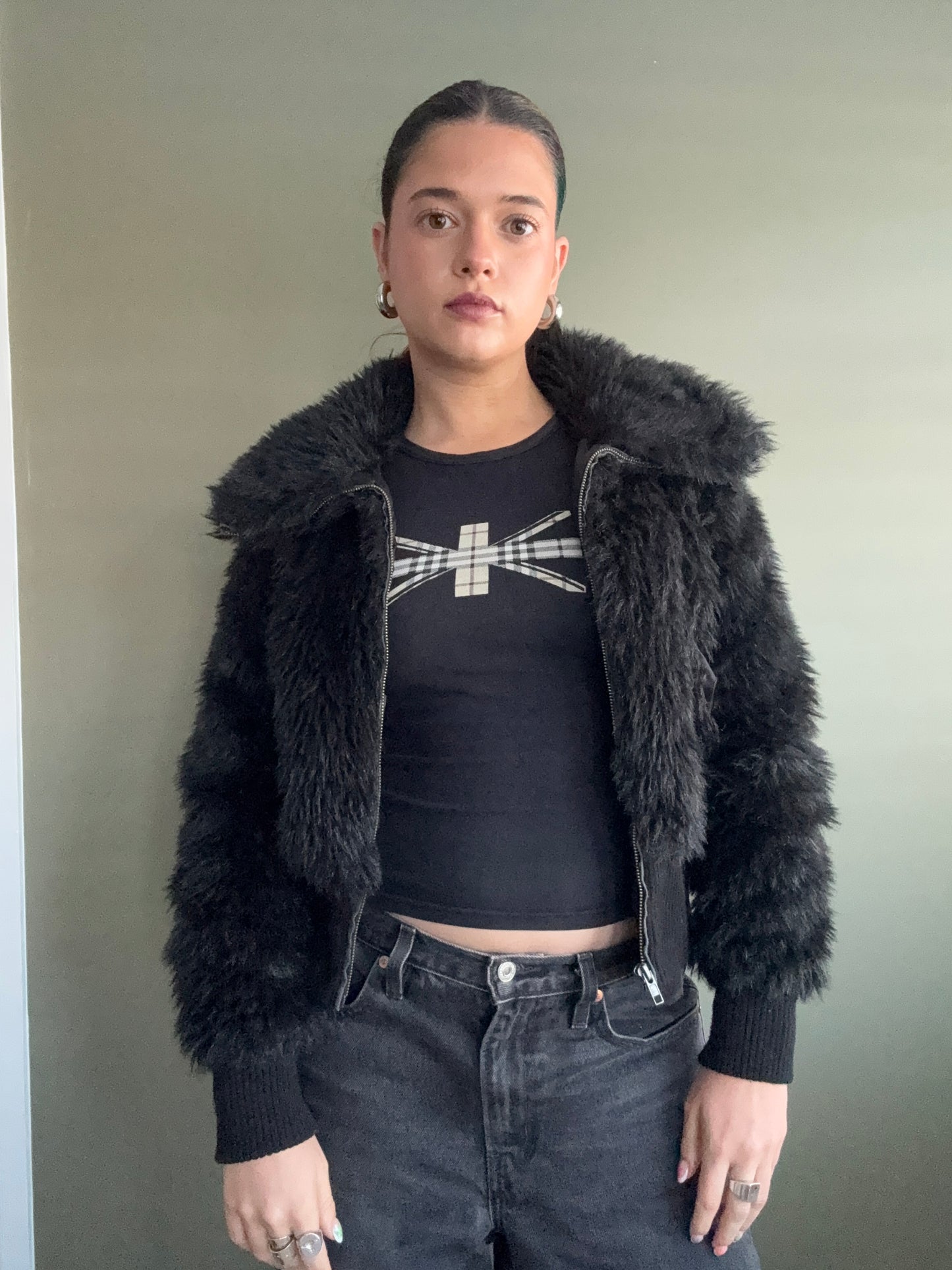 Faux Fur Bomber Jacket (S)