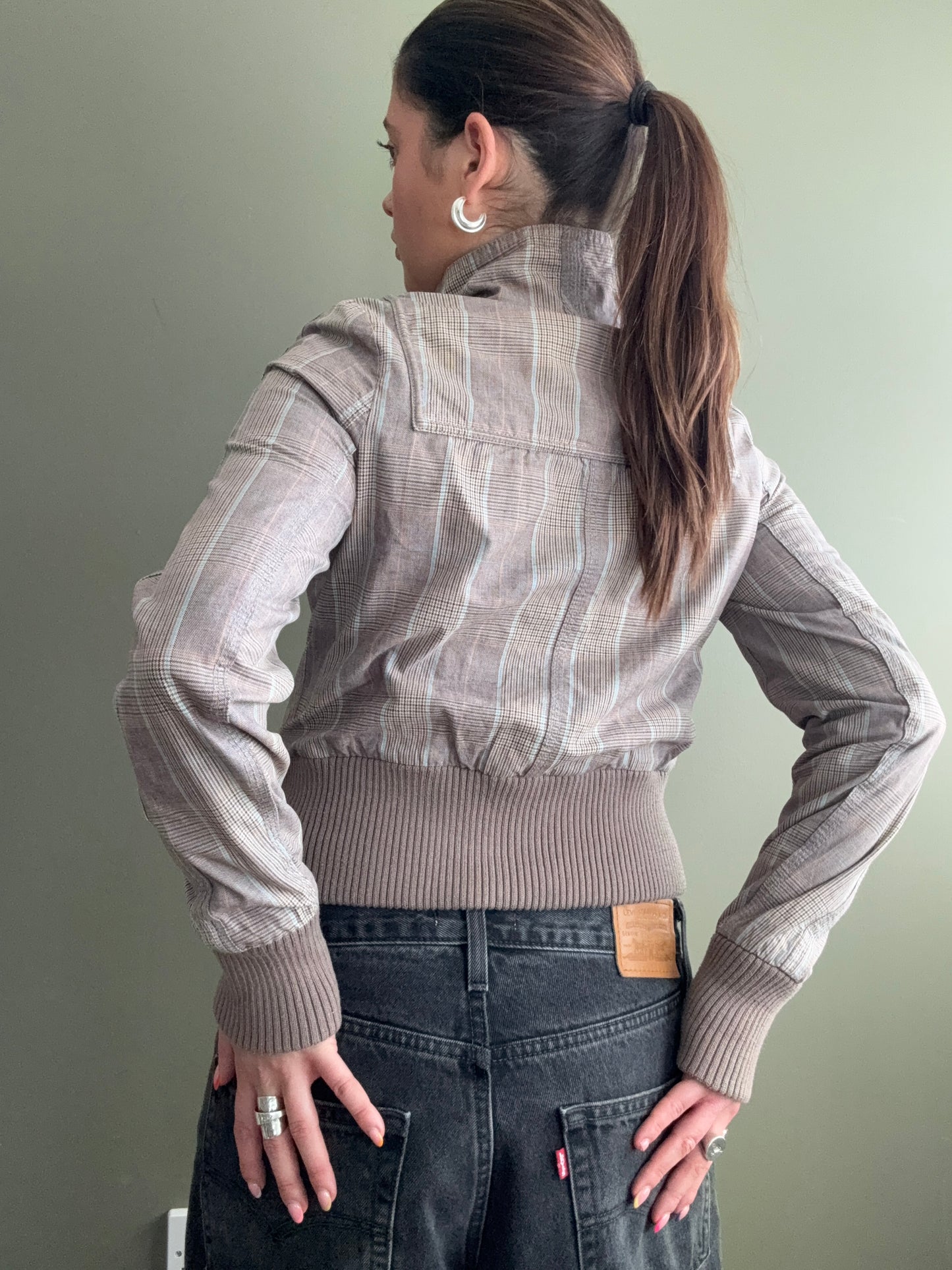Y2K Tartan Bomber Jacket (UK8)
