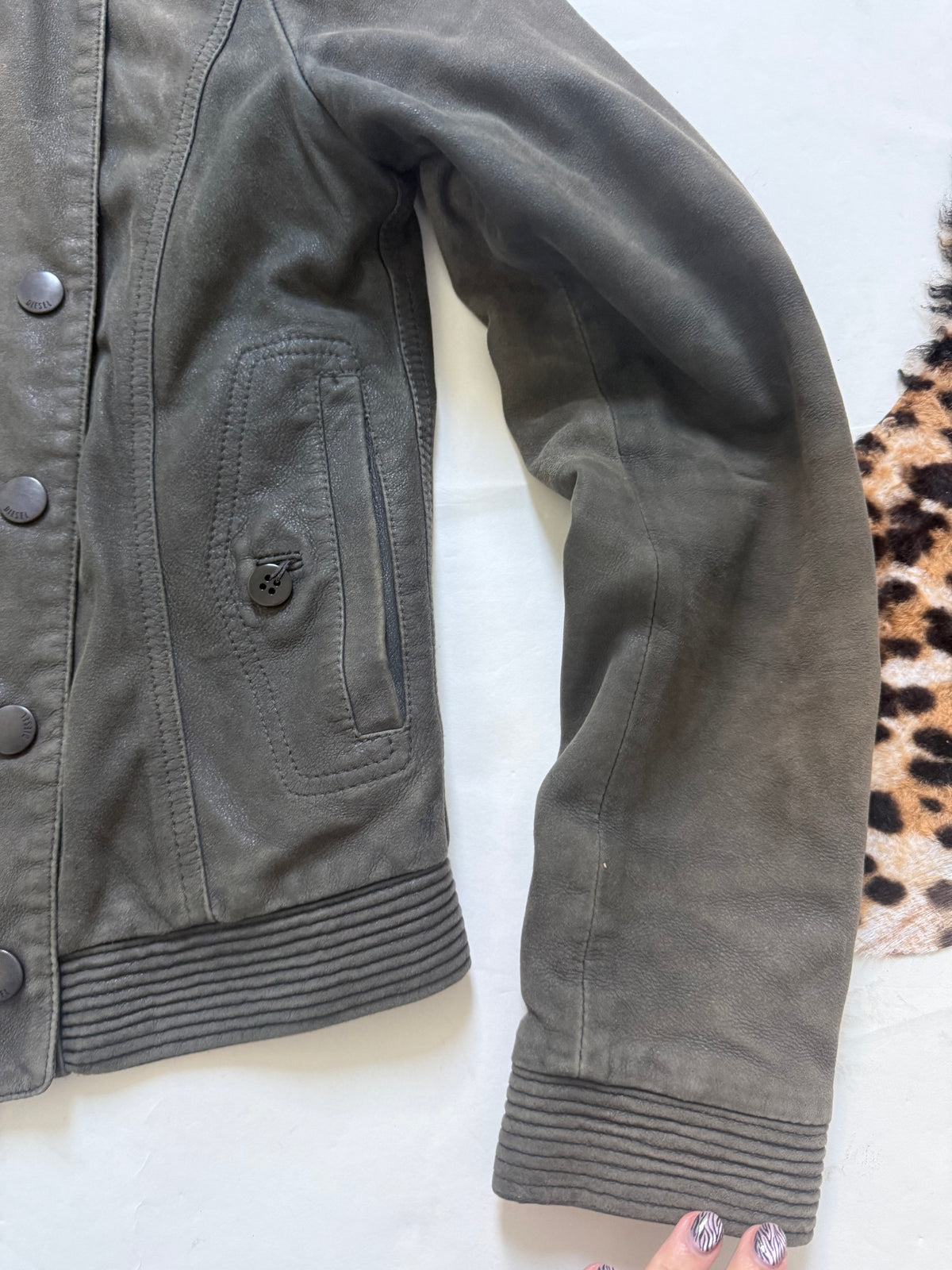 Vintage Diesel Leather Military Jacket (S)