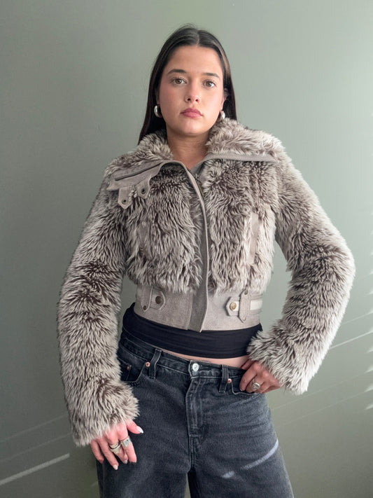 Faux Fur Bomber Jacket (UK6)