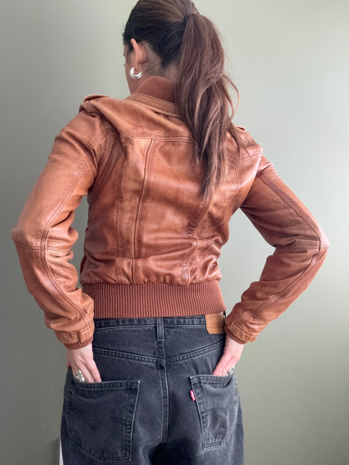Leather Bomber Jacket (UK10)