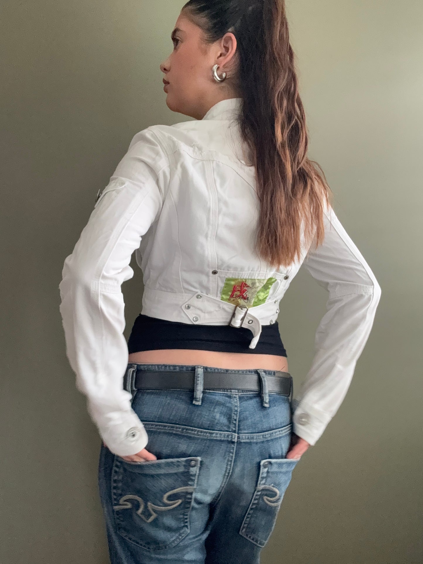Y2K Cropped Denim Jacket (UK12)