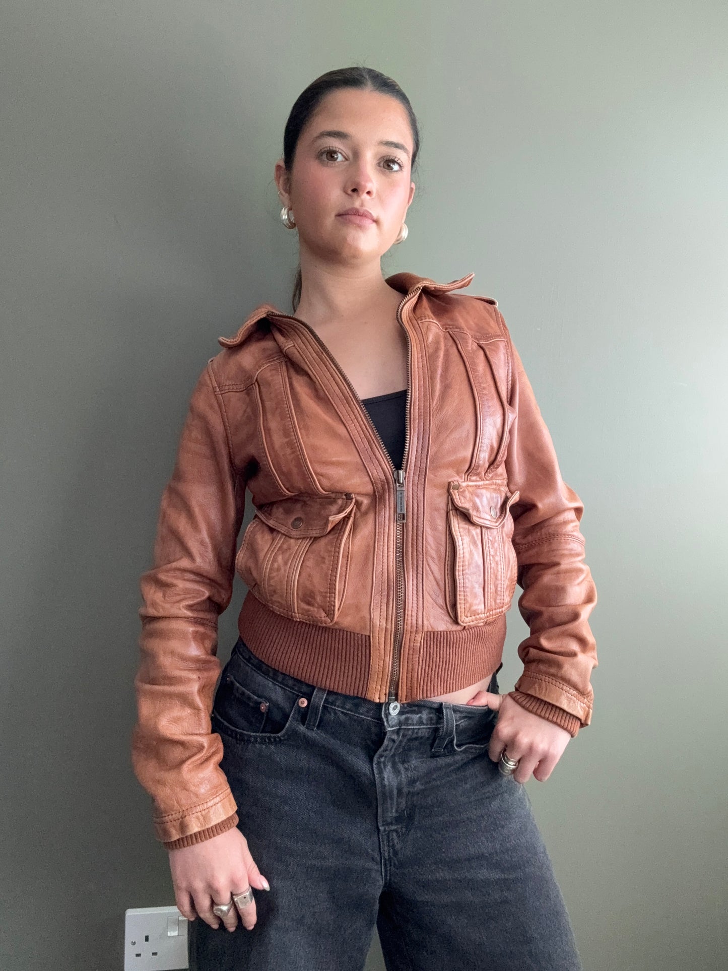Leather Bomber Jacket (UK10)