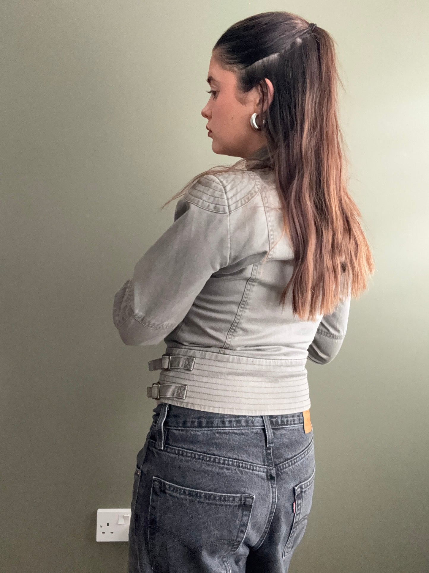 Khaki Biker Jacket (UK10)