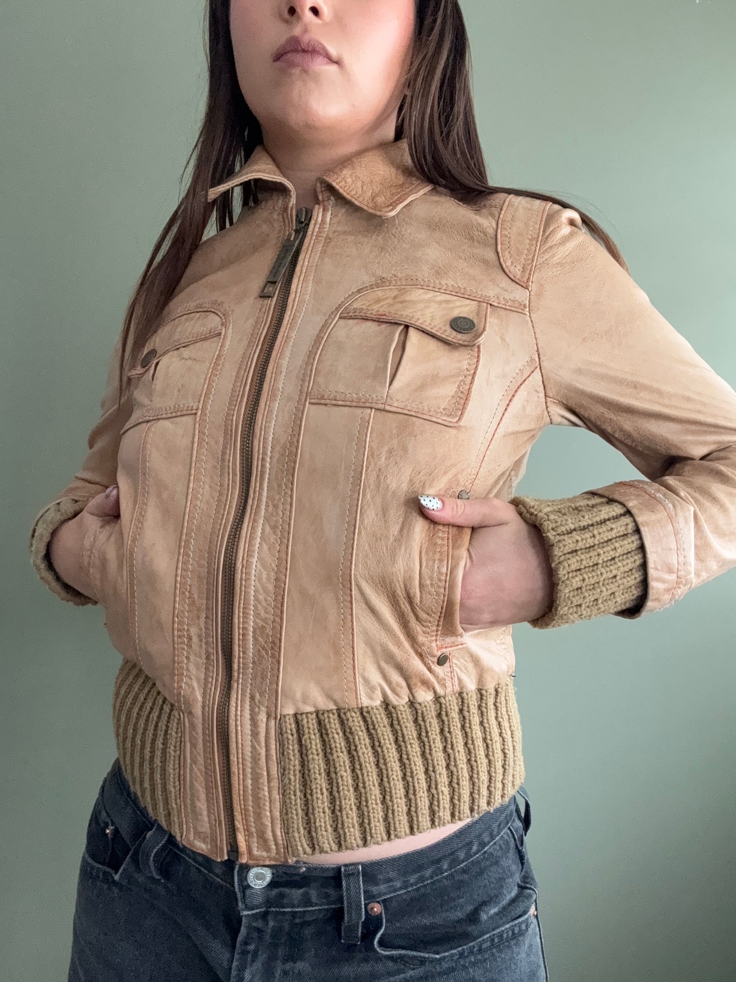 Leather Bomber Jacket (UK10)