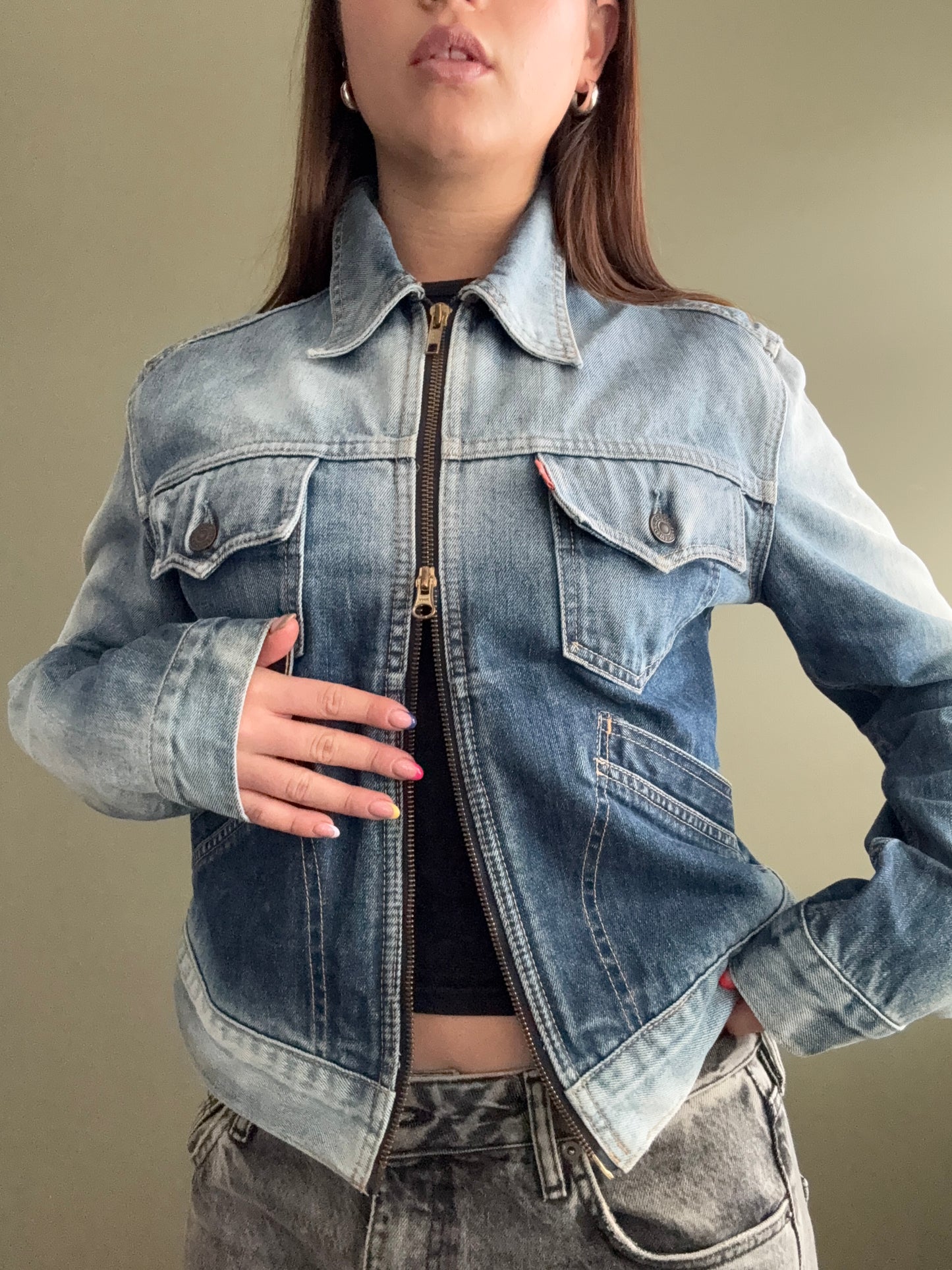 Levis Double Zip Denim Jacket (L)