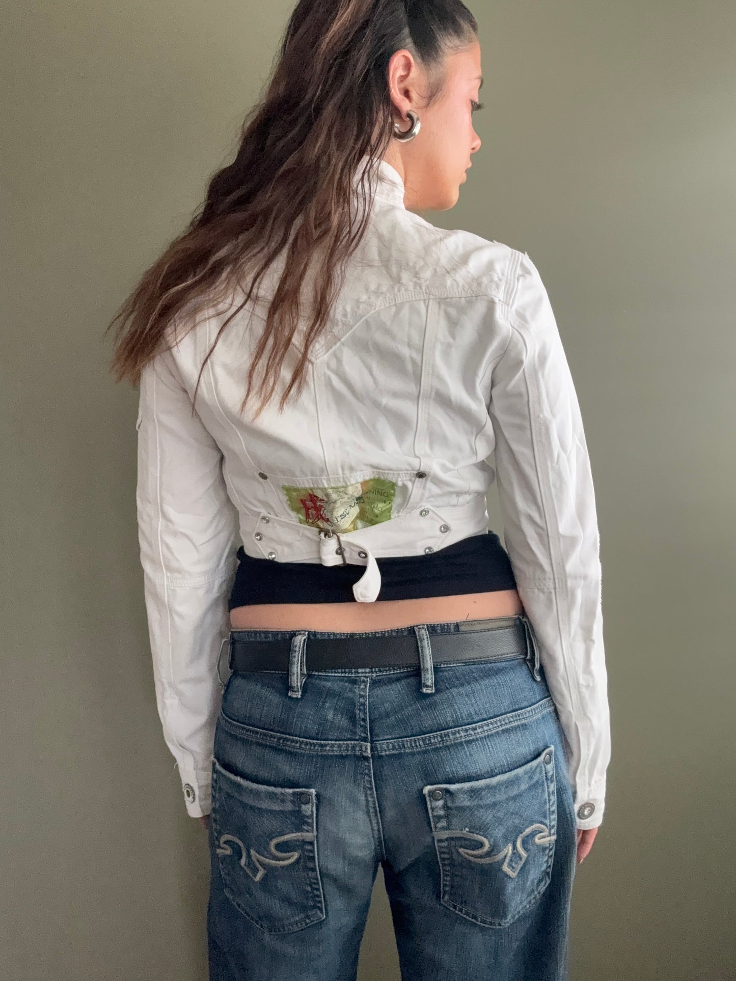 Y2K Cropped Denim Jacket (UK12)
