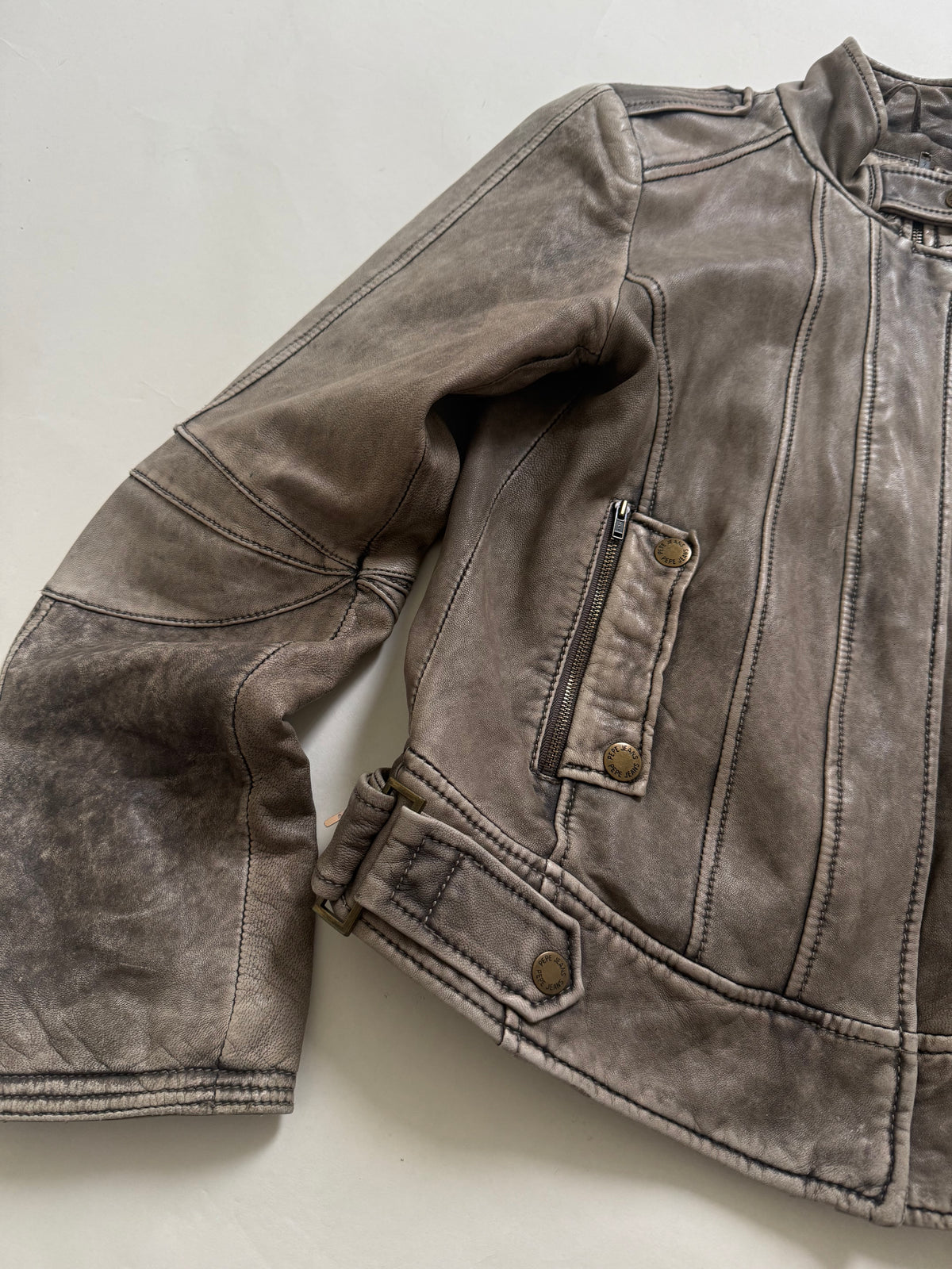 Vintage Pepe Jeans Leather Biker Jacket (M)