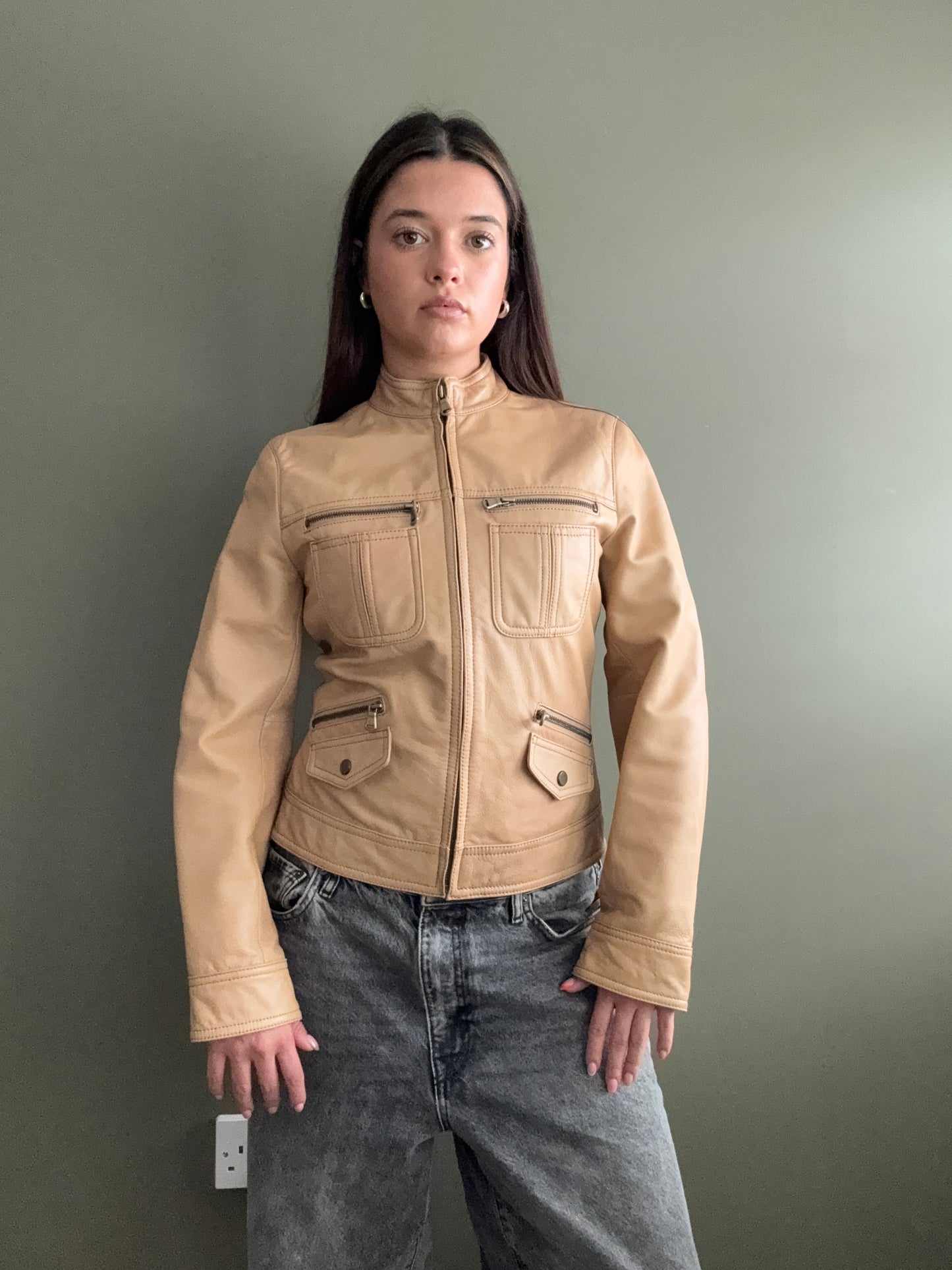 Leather Cargo Jacket (XS)