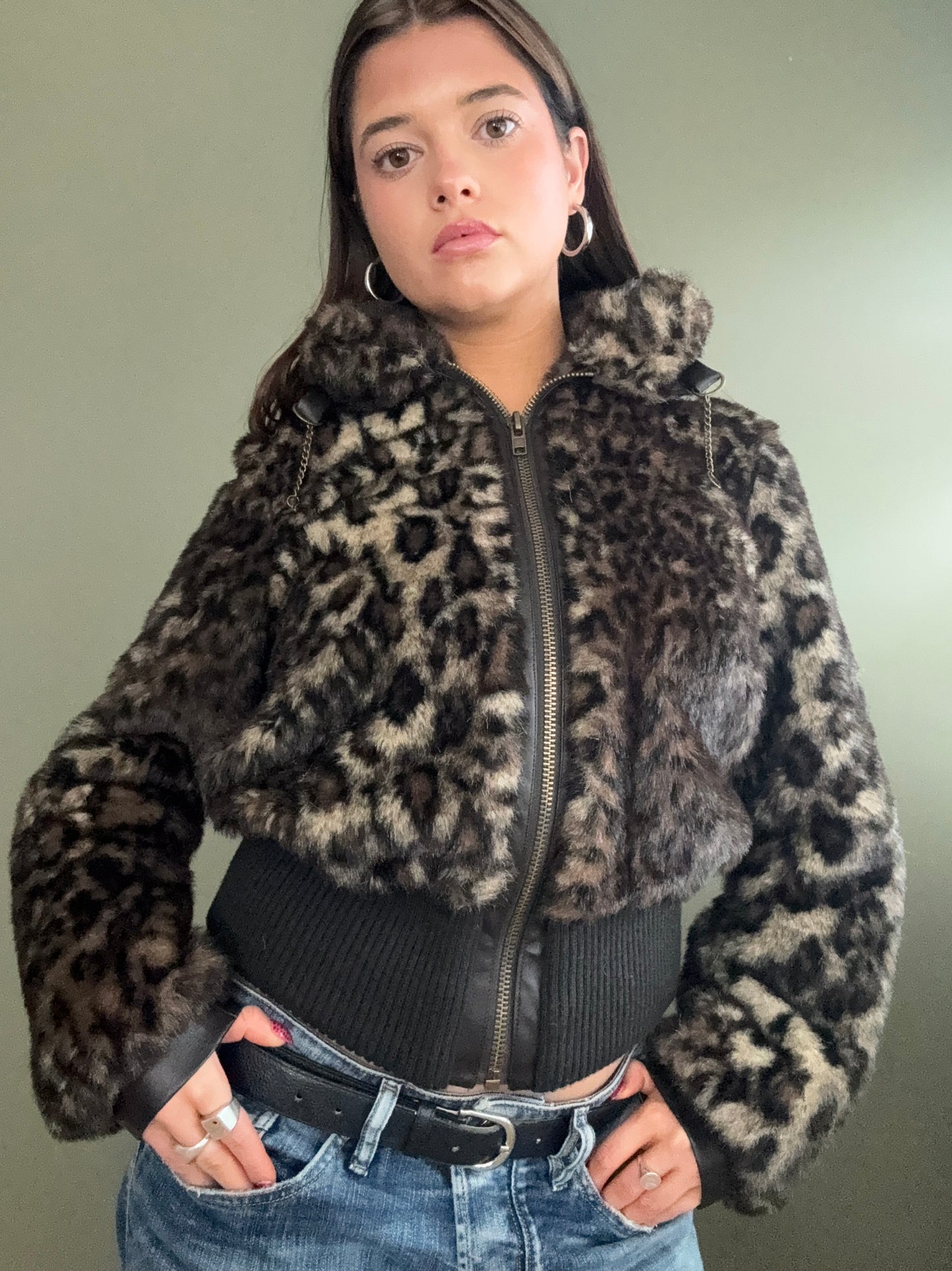Faux Fur Leopard Jacket (M)