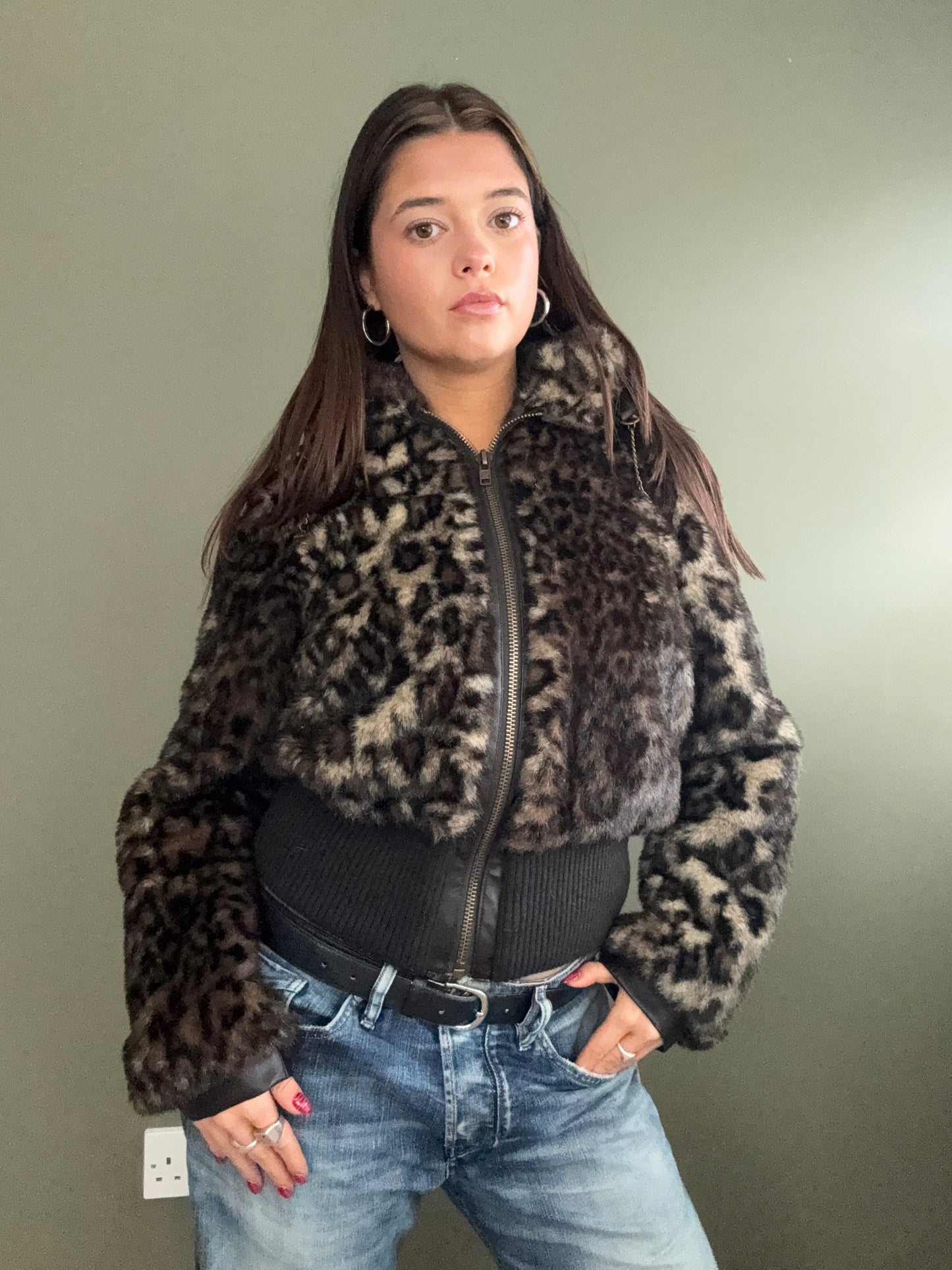 Faux Fur Leopard Jacket (M)