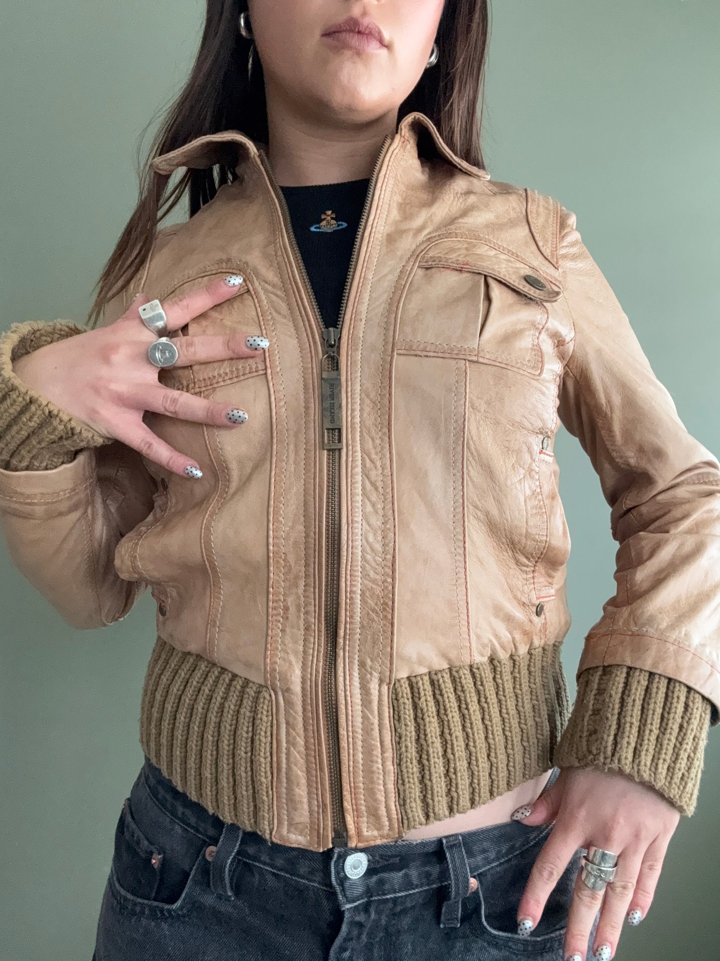 Leather Bomber Jacket (UK10)