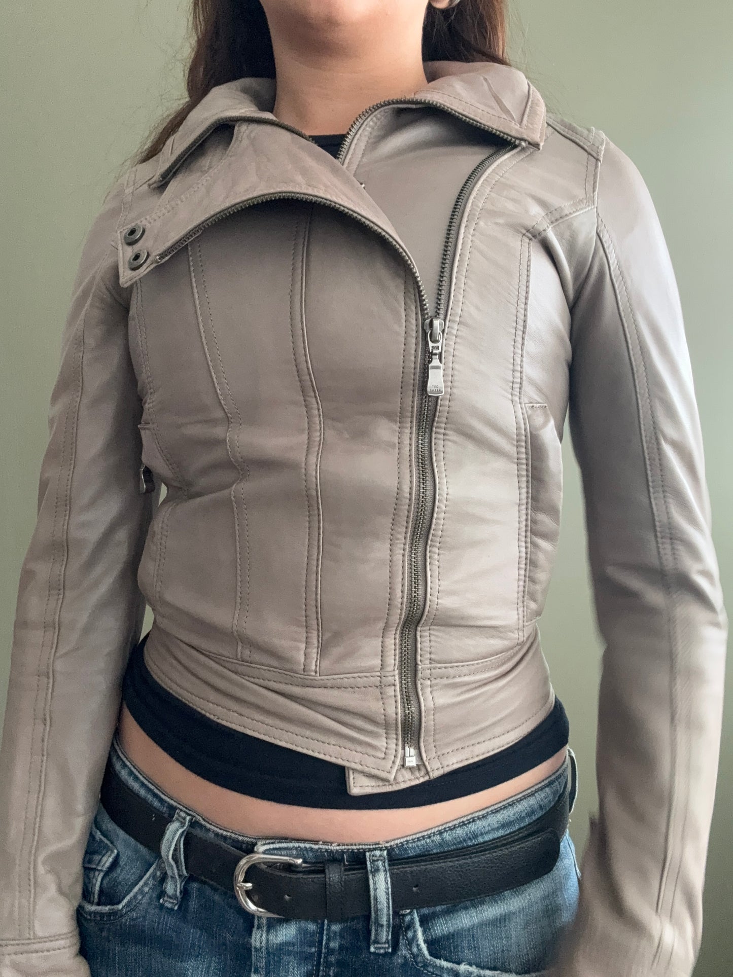 Ted Baker Fitted Leather Jacket (XS)