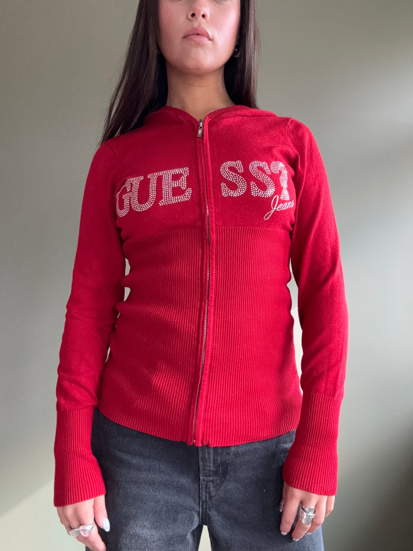 Guess Red Zip Hoodie (M)