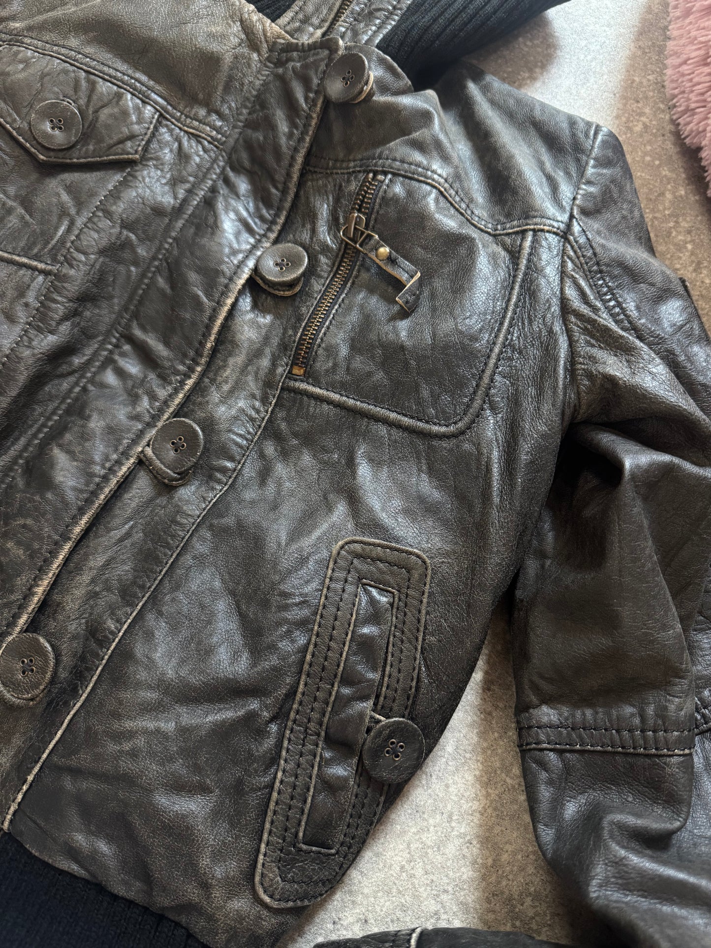Leather Bomber Jacket (UK12)