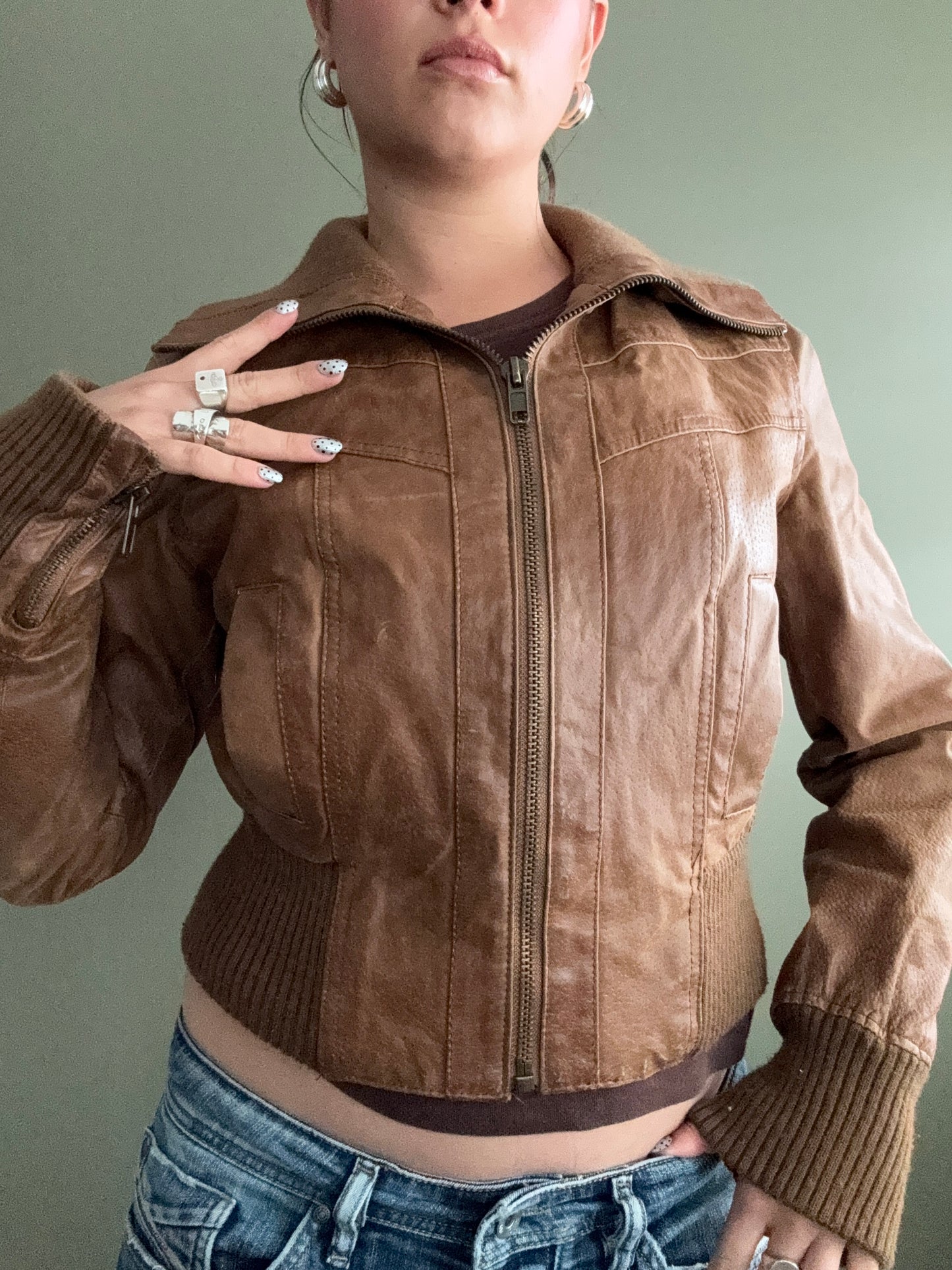 Leather Fitted Jacket (UK12)