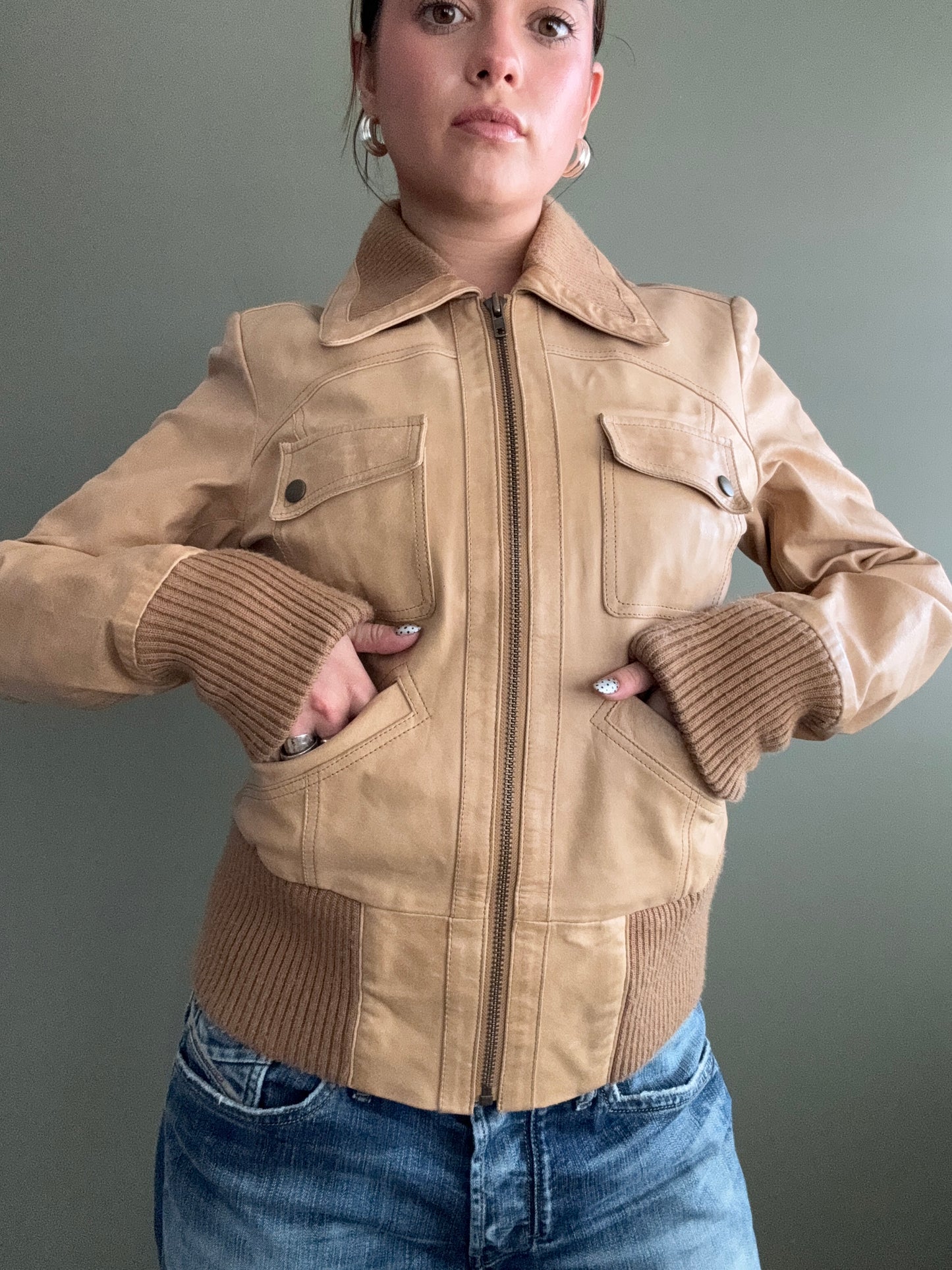 Tan Leather Jacket (M)