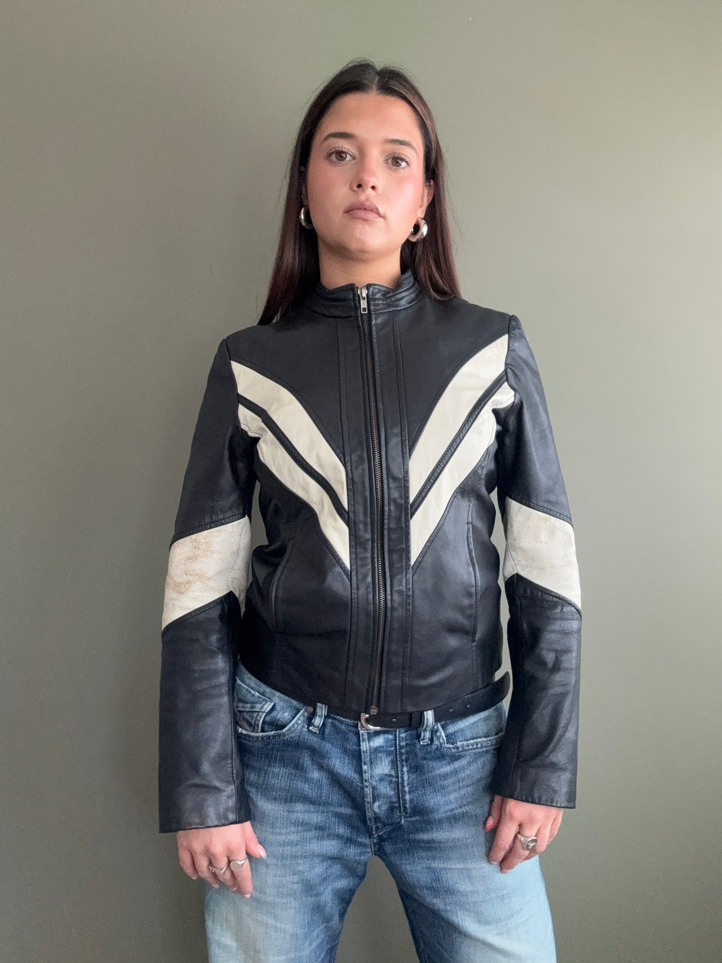 Leather Biker Jacket (M)