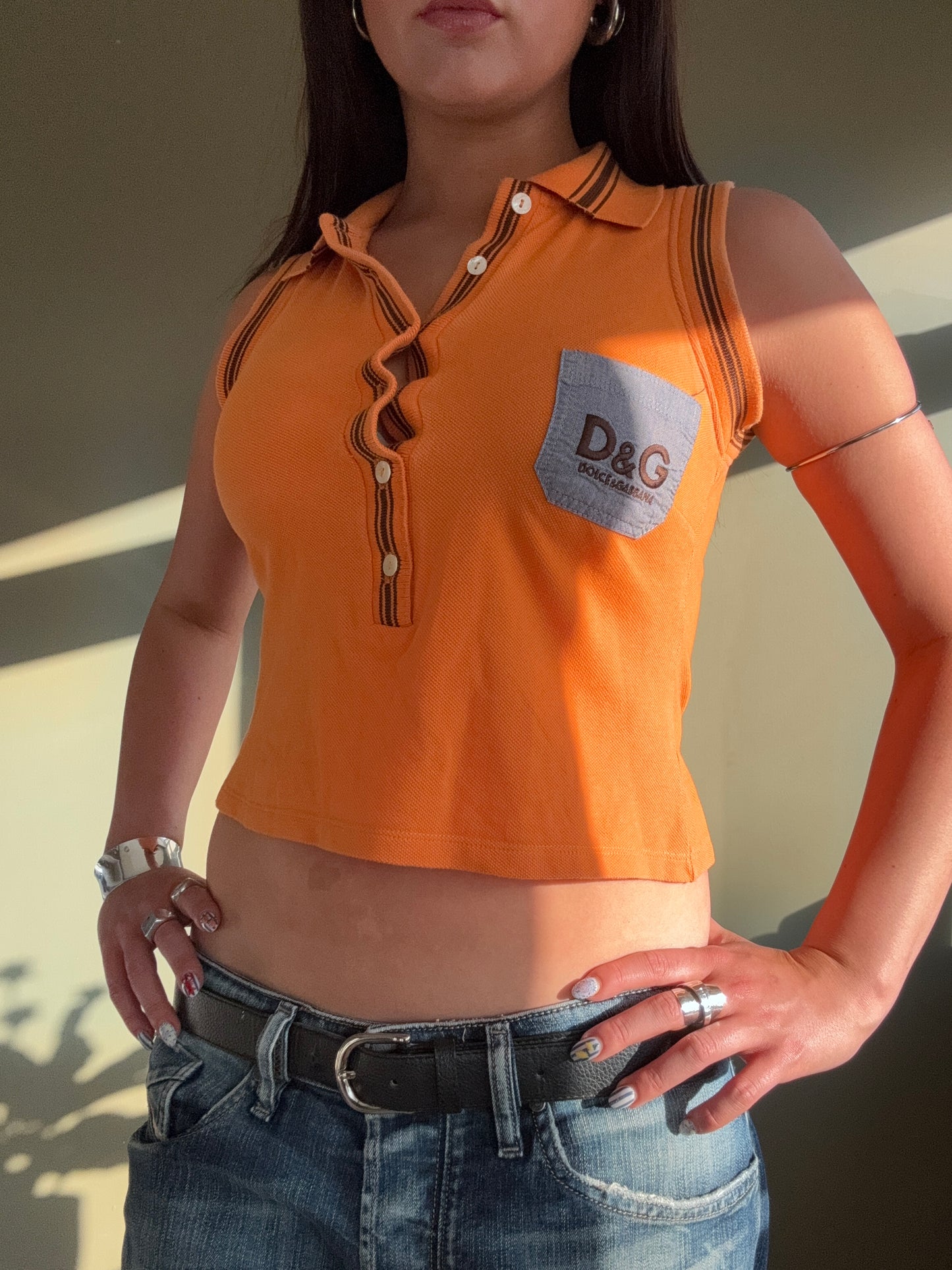 D&G Cropped Polo Shirt (XS)