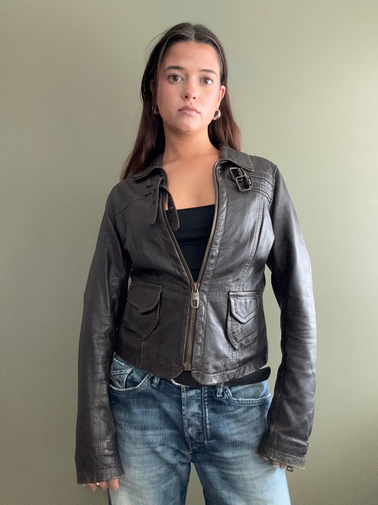 Miss Sixty Fitted Leather Jacket (M)