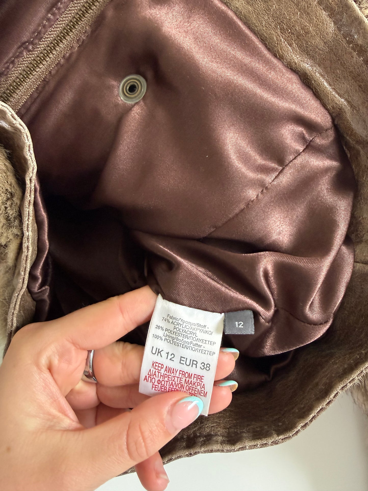 Faux Fur Bomber Jacket (UK12)